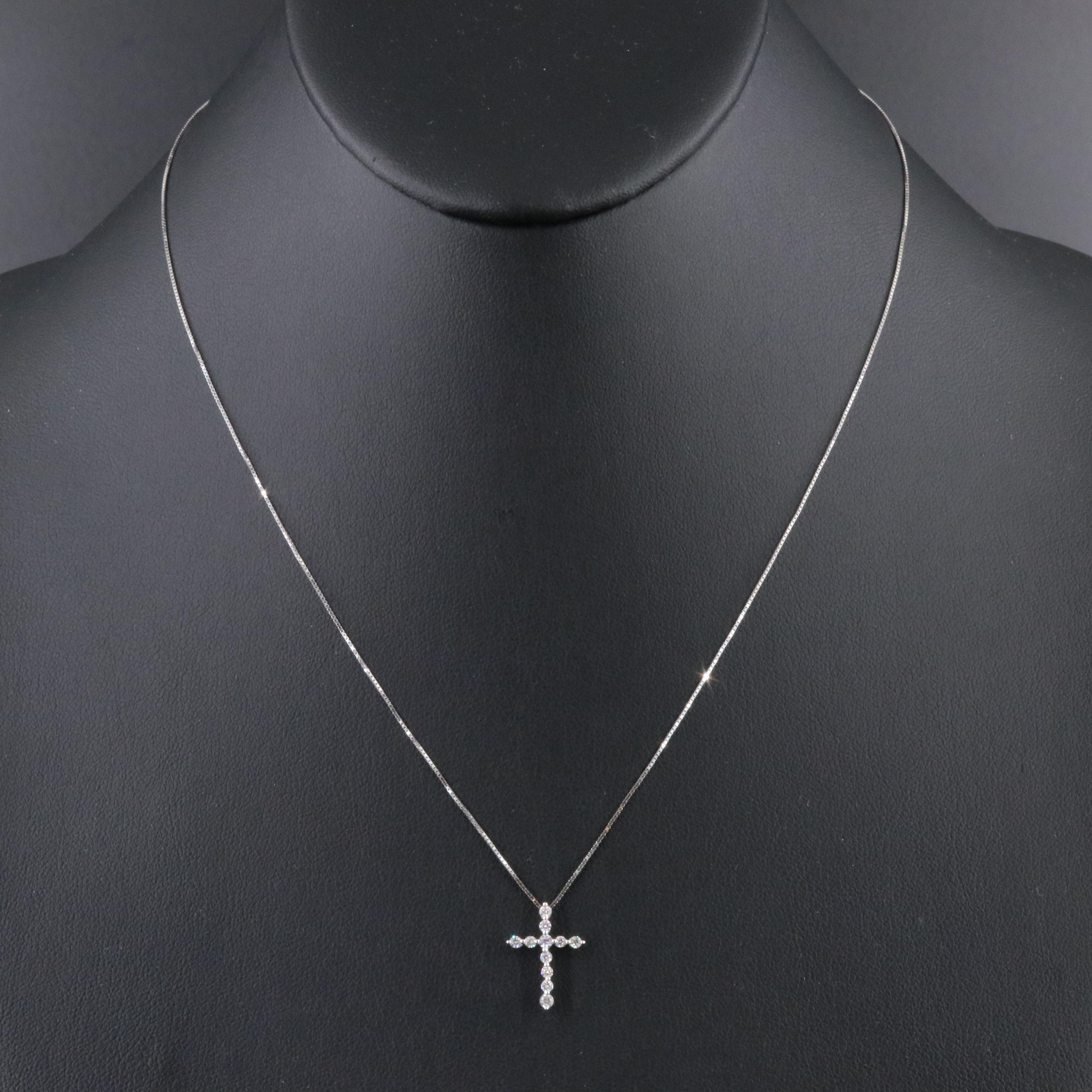 14K 0.30 CTW Diamond Cross Pendant Necklace