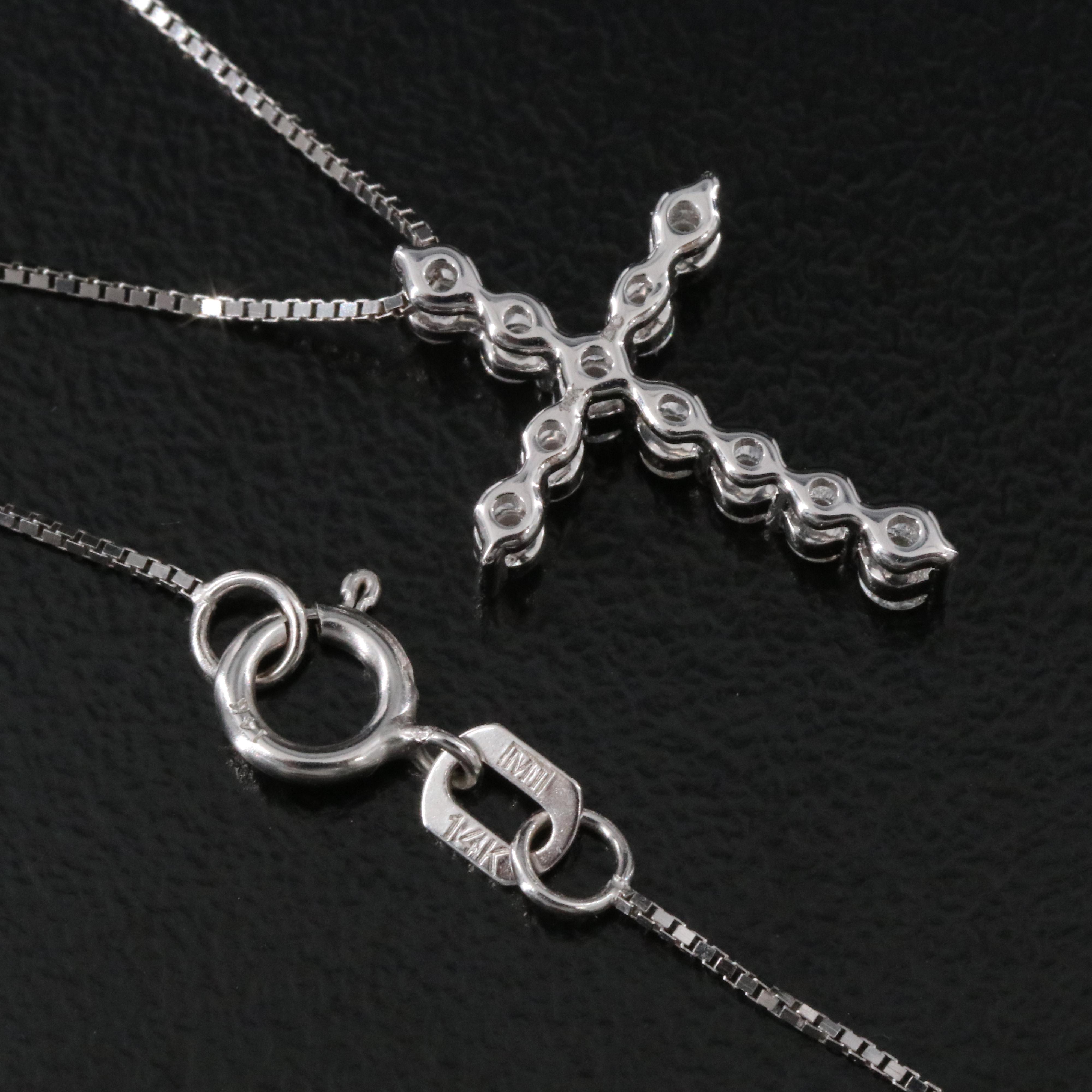 14K 0.30 CTW Diamond Cross Pendant Necklace
