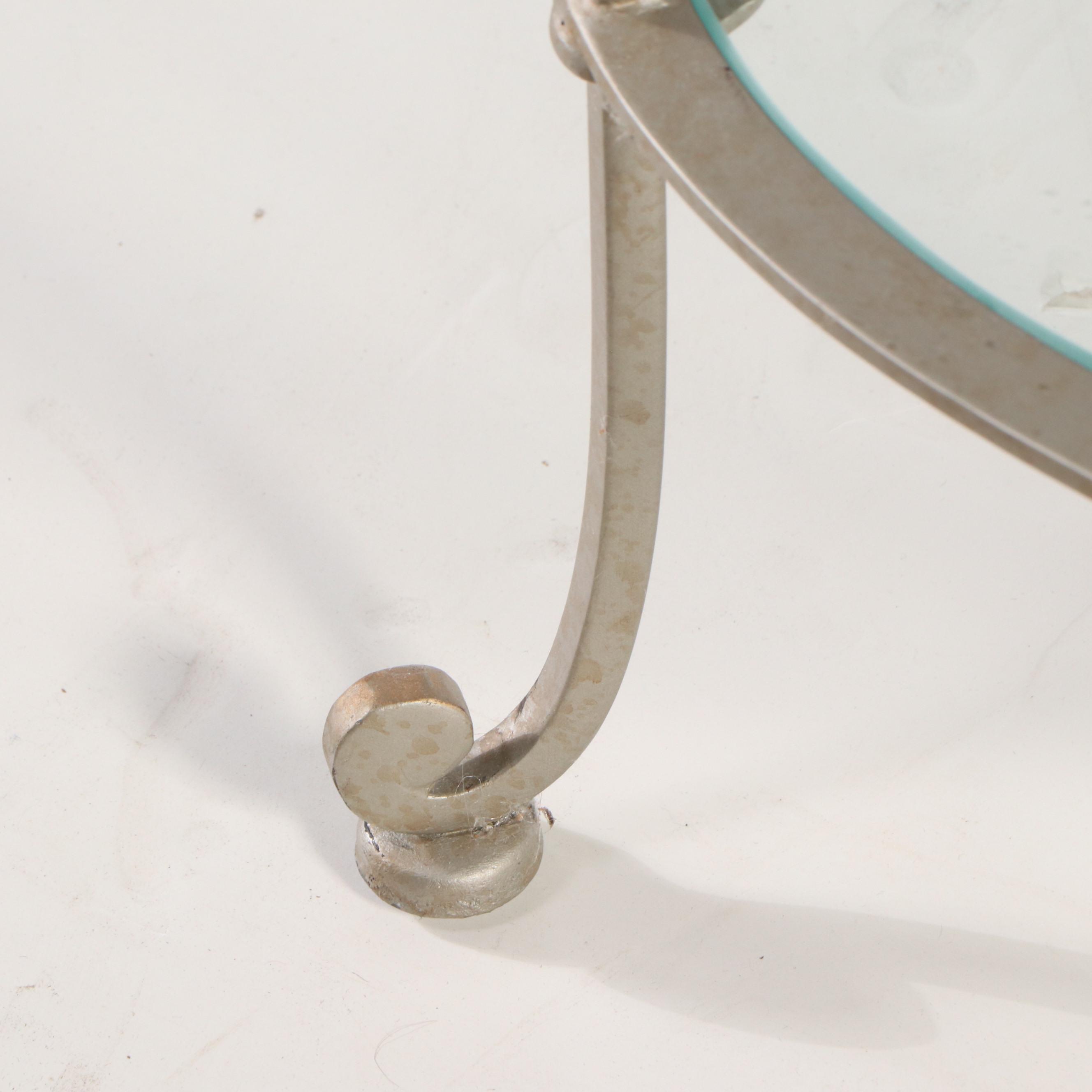 Scrolled Metal and Glass Four-Tier Étagère Shelf