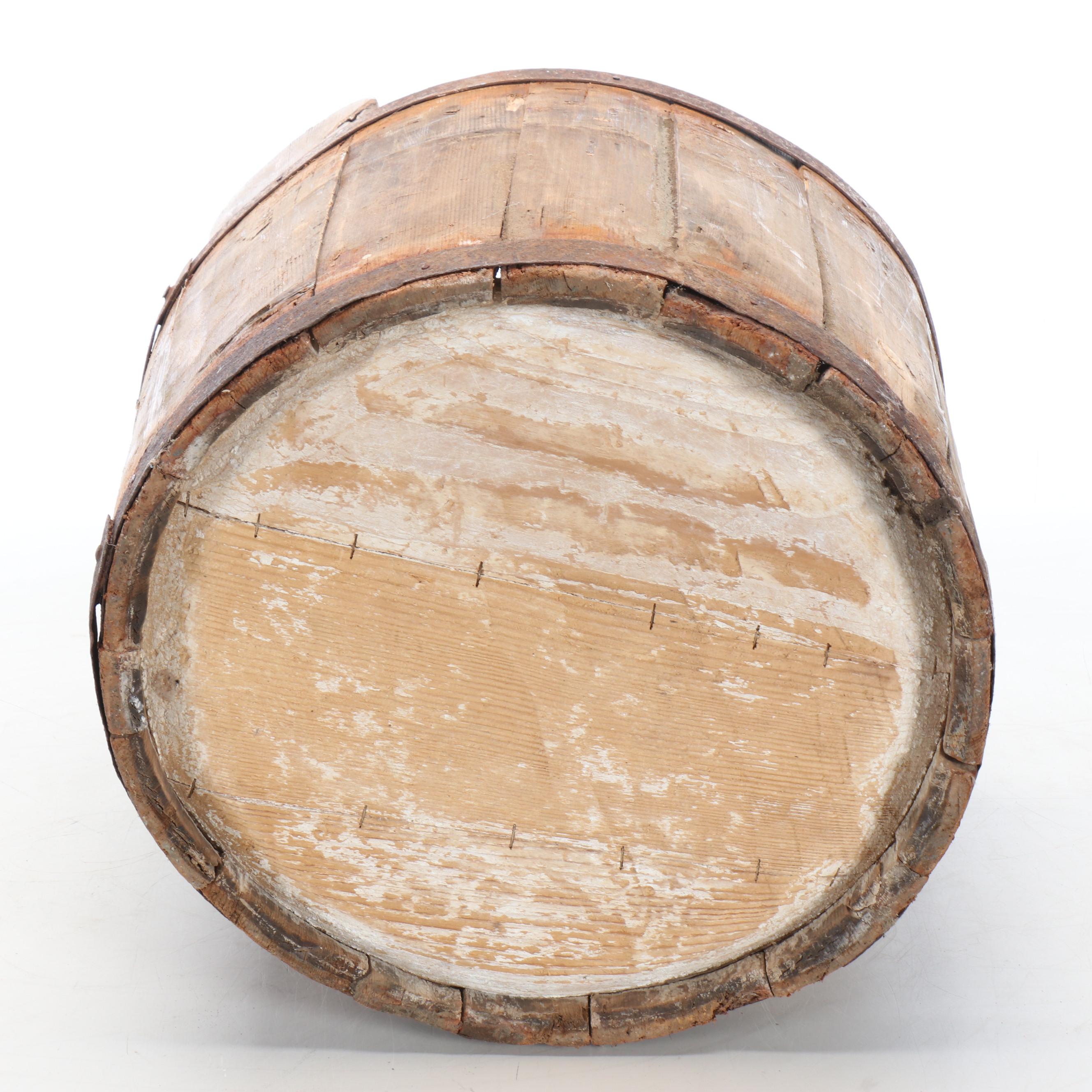 Primitive Style Oak Stave Metal Banded Buckets, 20th Century