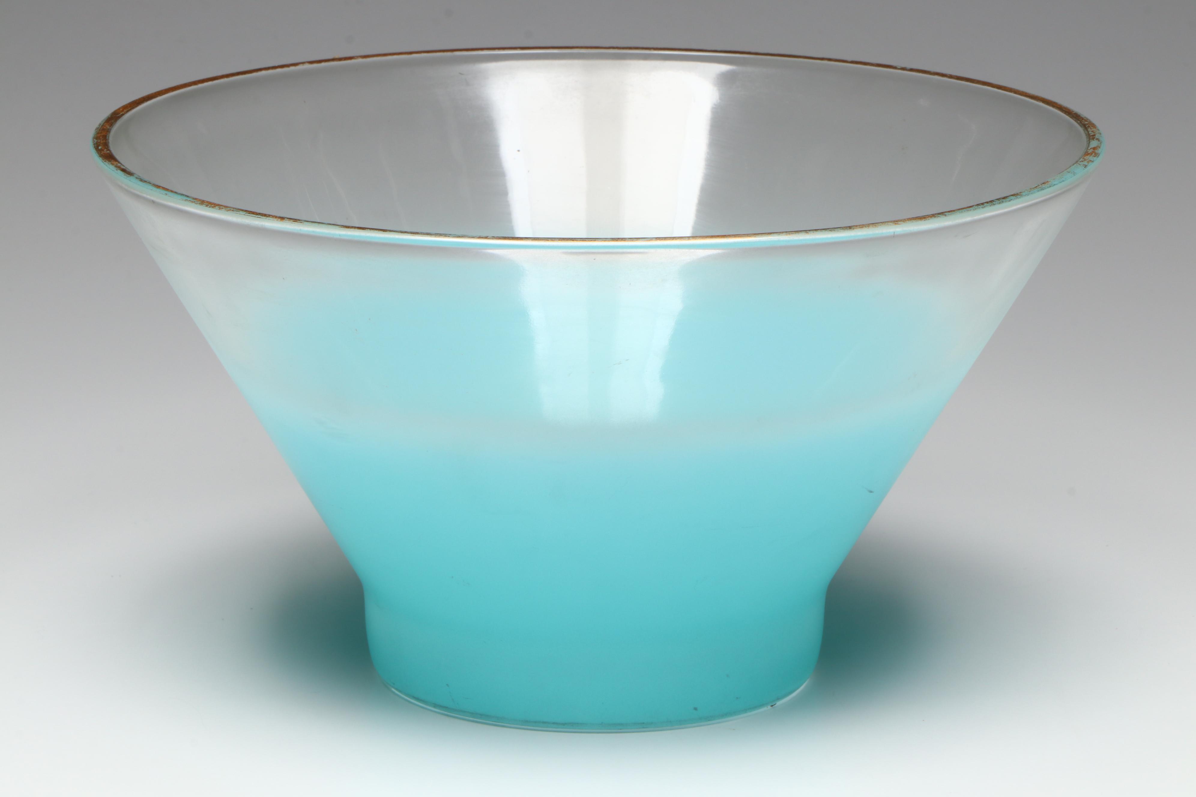 West Virginia Glass Blendo Salad Bowls and Serving Bowl, Mid to Late 20th C.