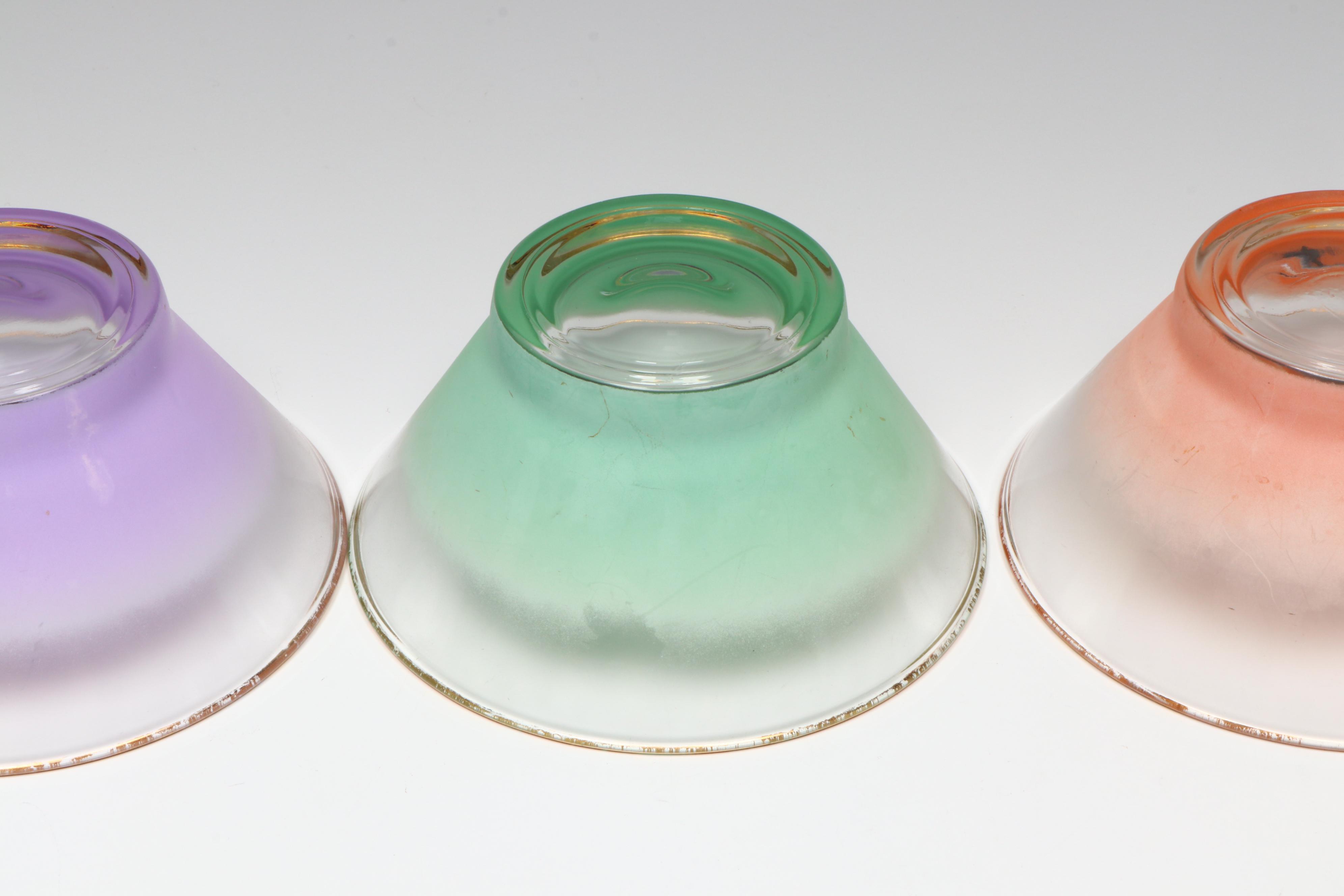 West Virginia Glass Blendo Salad Bowls and Serving Bowl, Mid to Late 20th C.