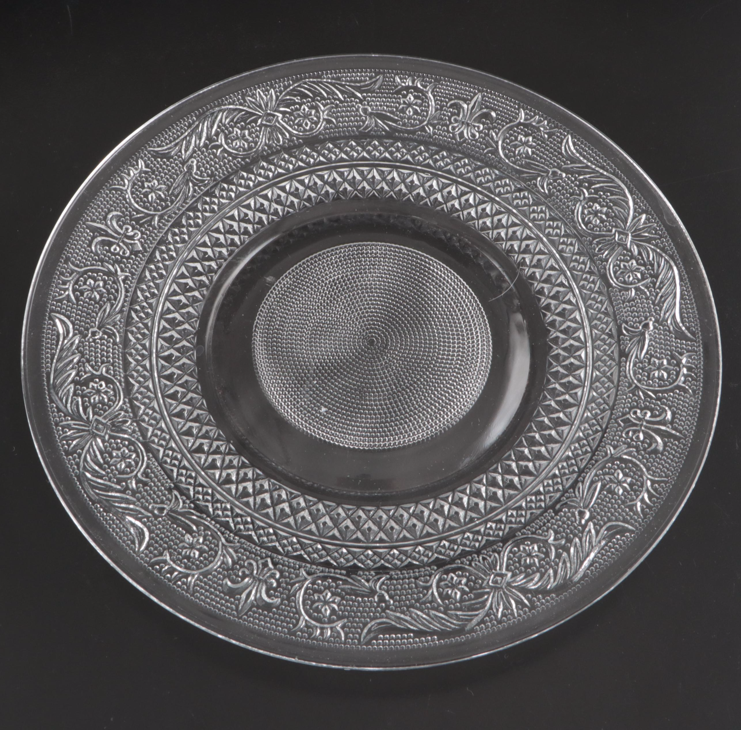 Federal Glass "Windsor Clear" Plate with Other American Glass Tableware