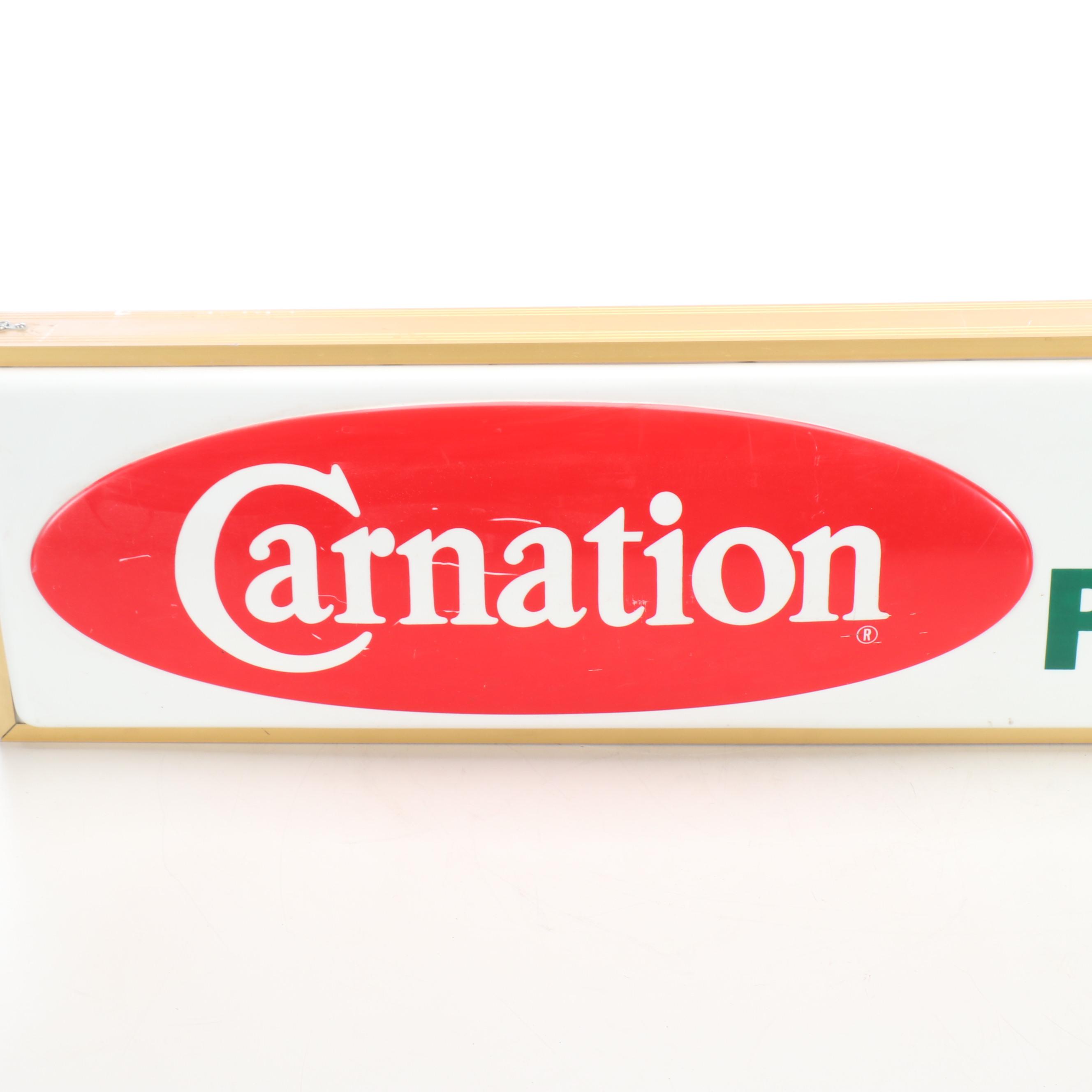 Carnation Dairy Productions Illuminated Advertising Sign, Late 20th Century