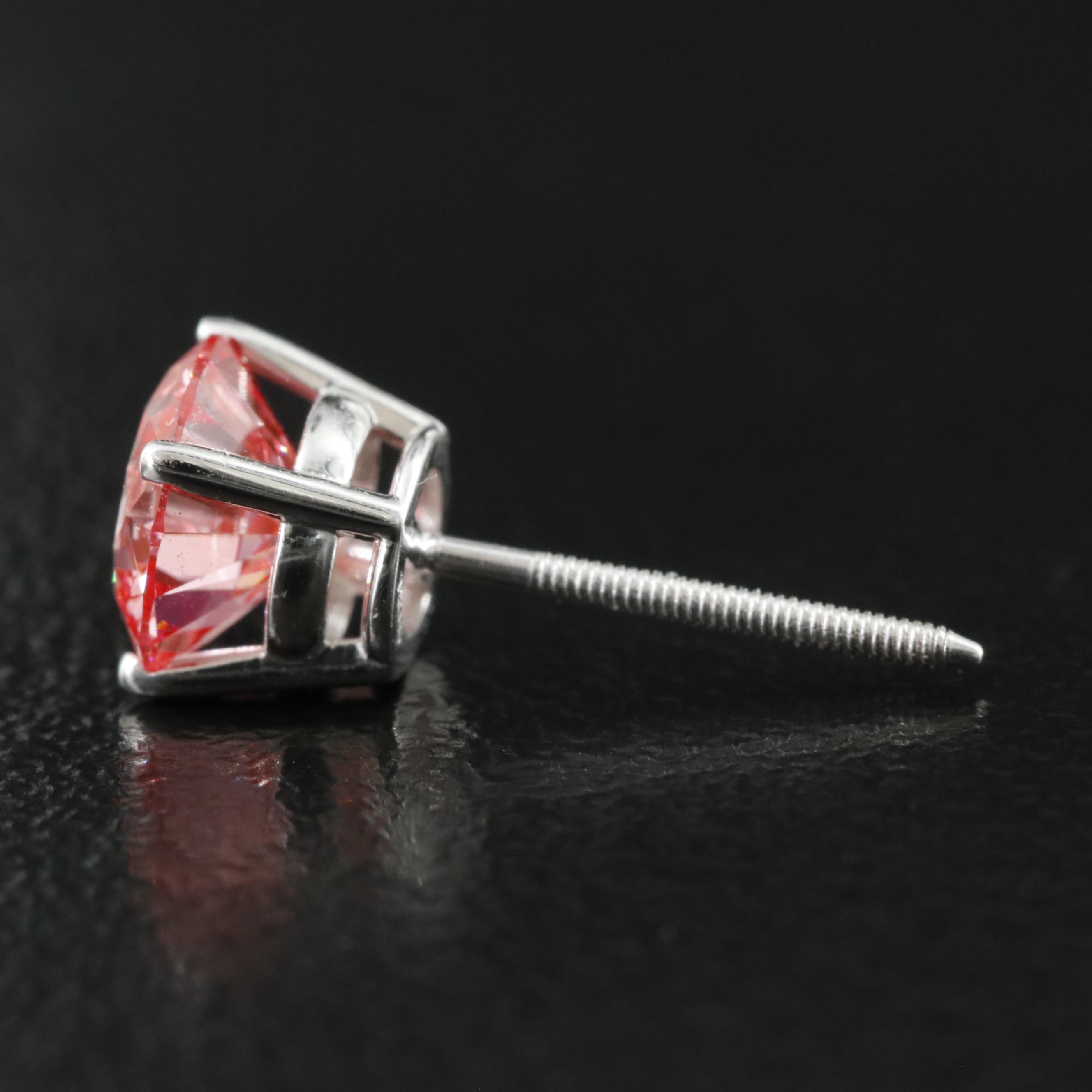 14K 1.46 CTW Lab Grown Fancy Pink Diamond Stud Earrings with IGI Report