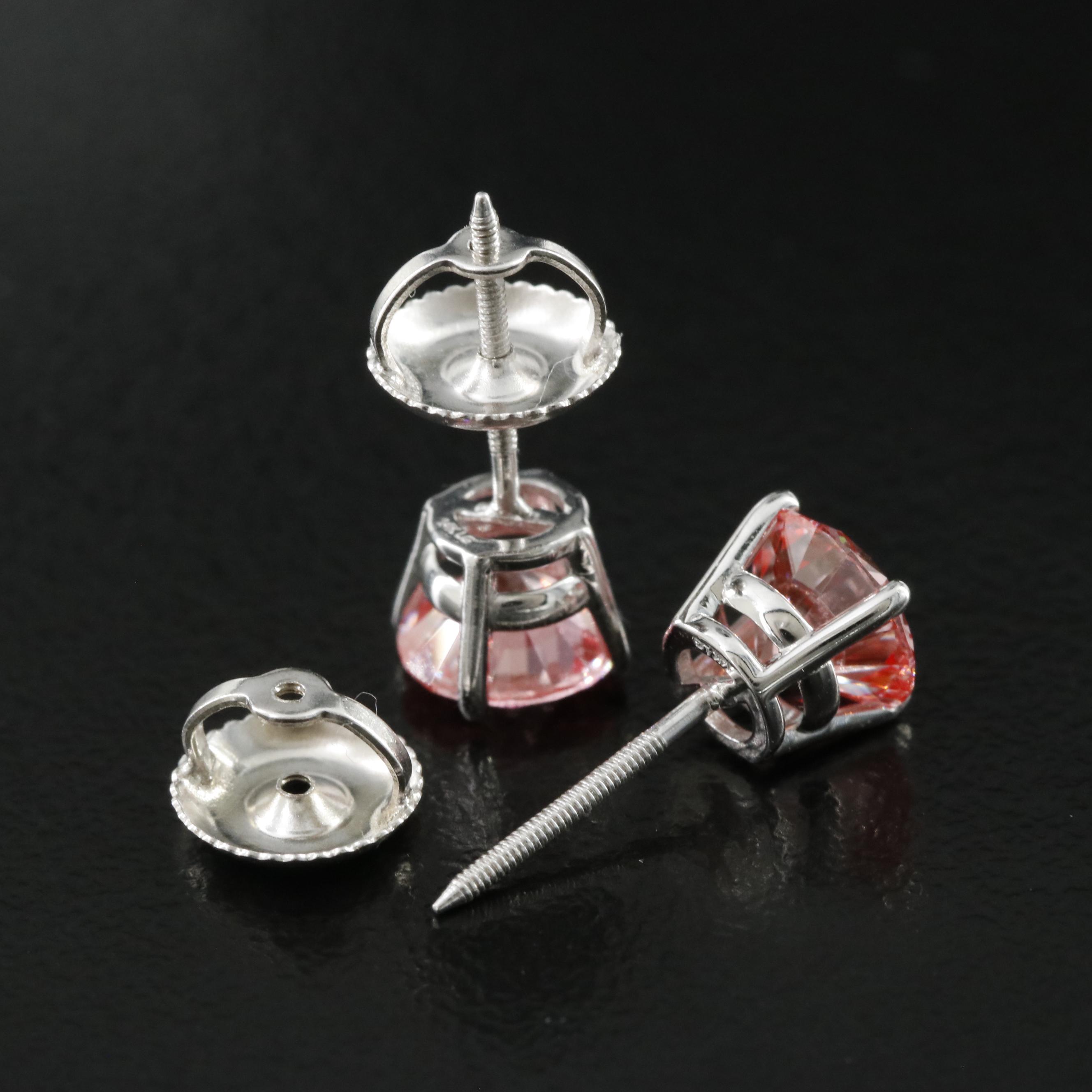 14K 1.46 CTW Lab Grown Fancy Pink Diamond Stud Earrings with IGI Report