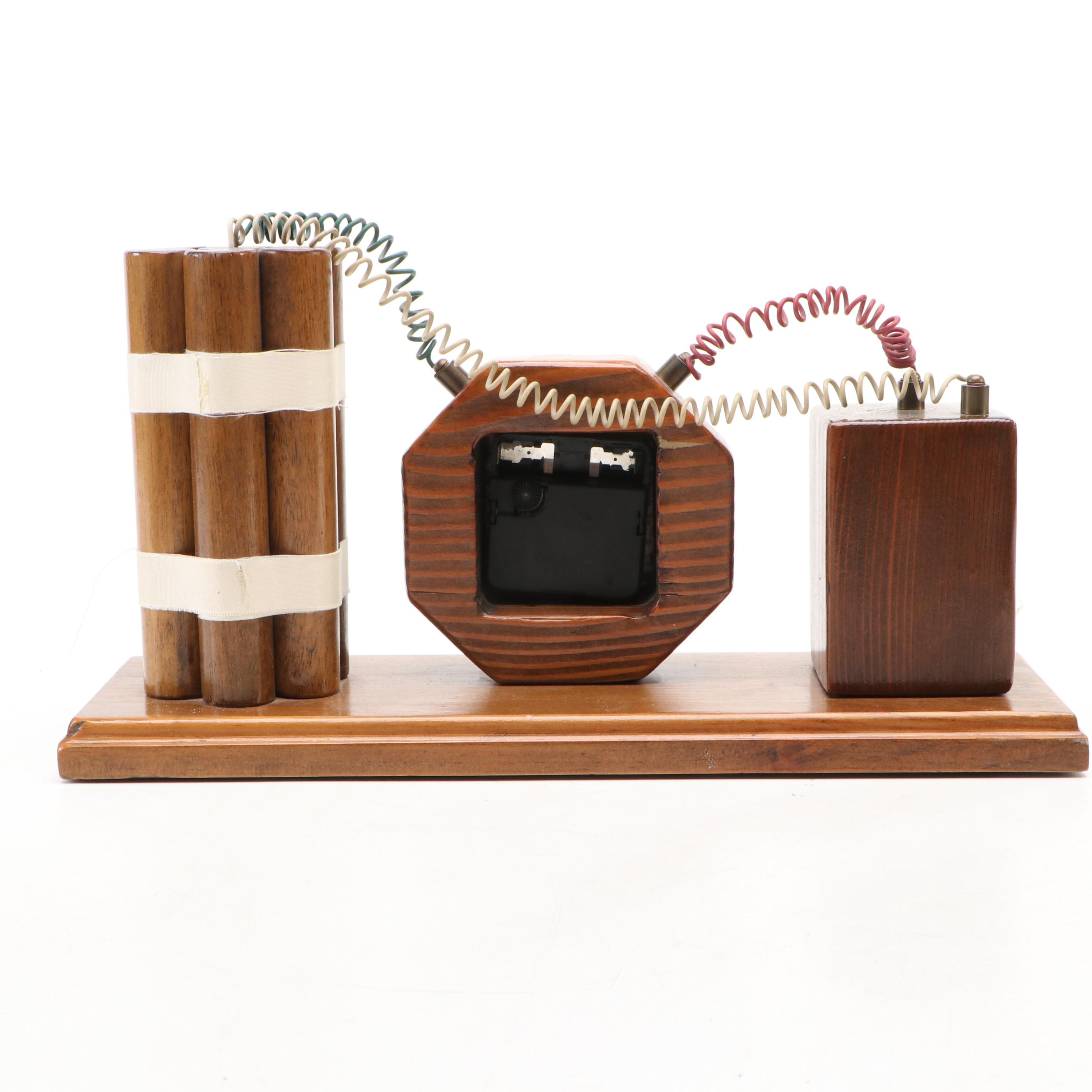 Craftsman Novelty Bomb Wood Mantel Clock