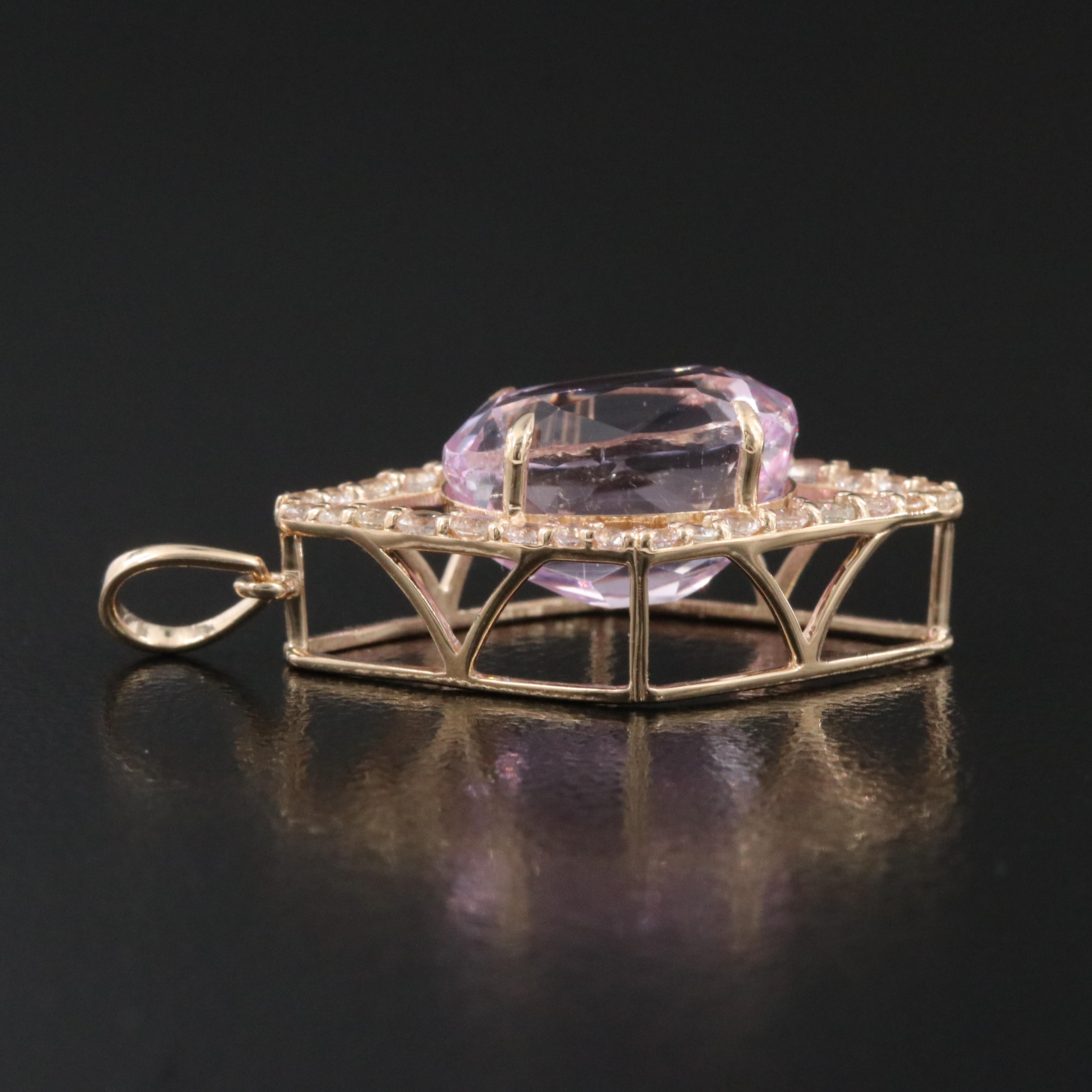 14K Kunzite and White Topaz Pendant