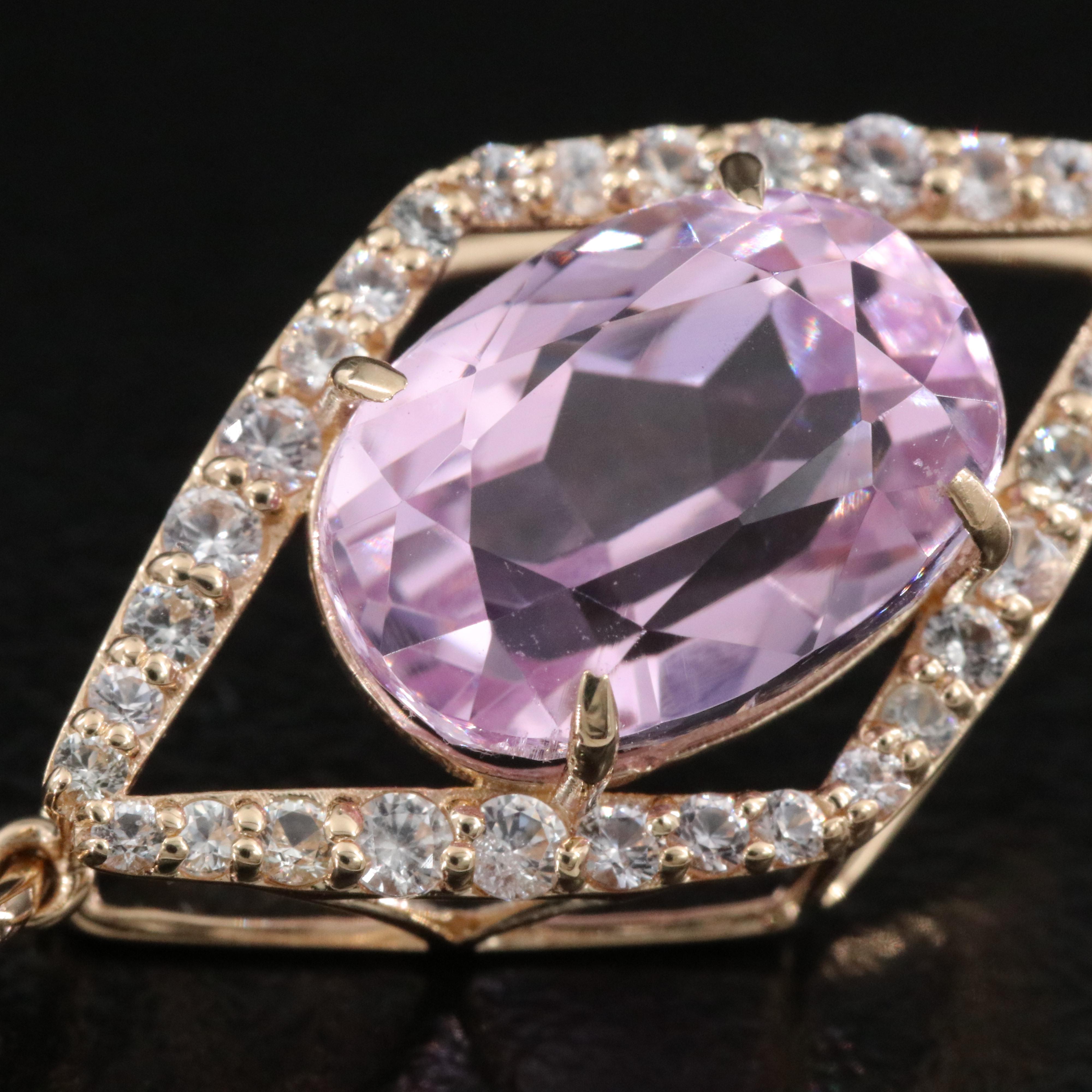14K Kunzite and White Topaz Pendant