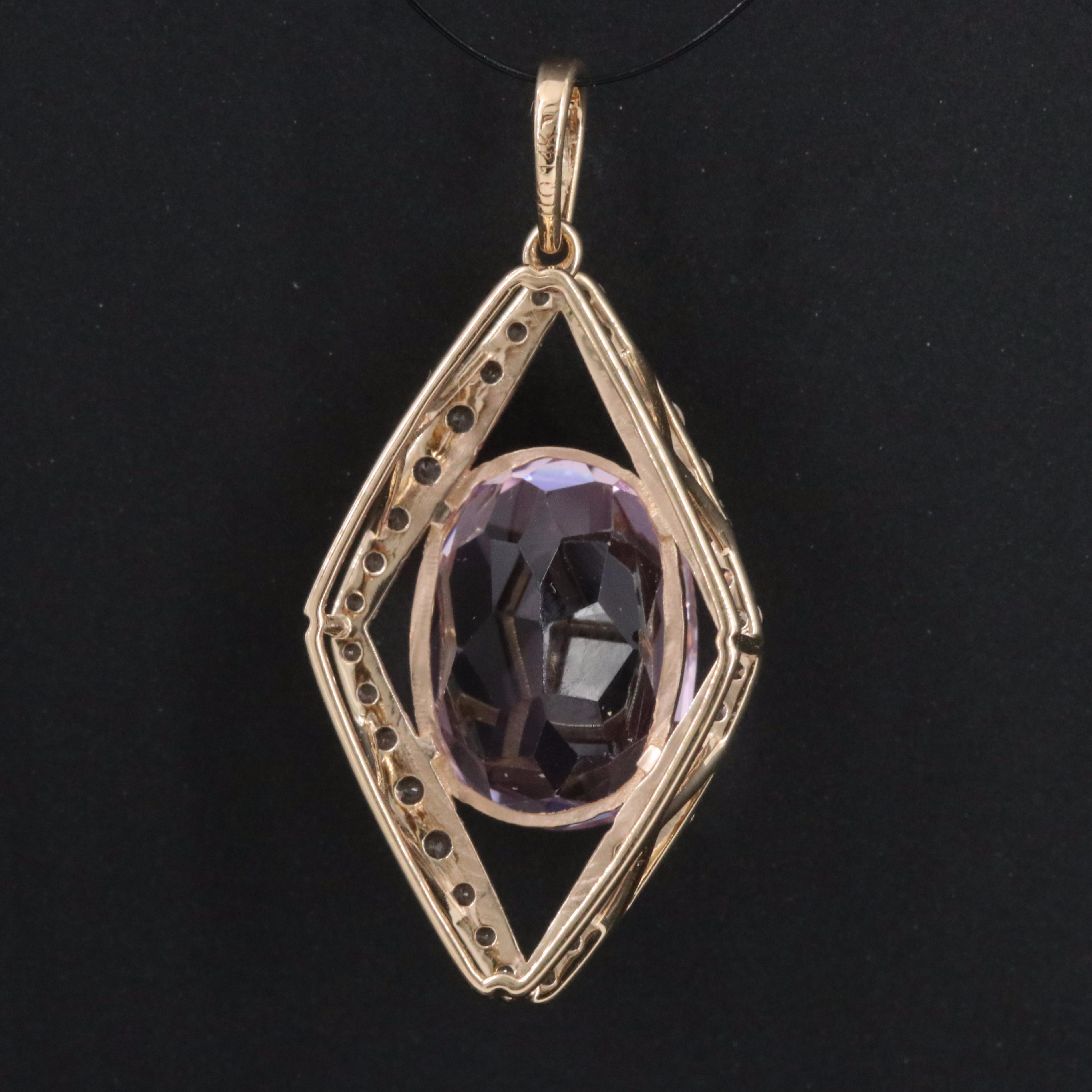 14K Kunzite and White Topaz Pendant