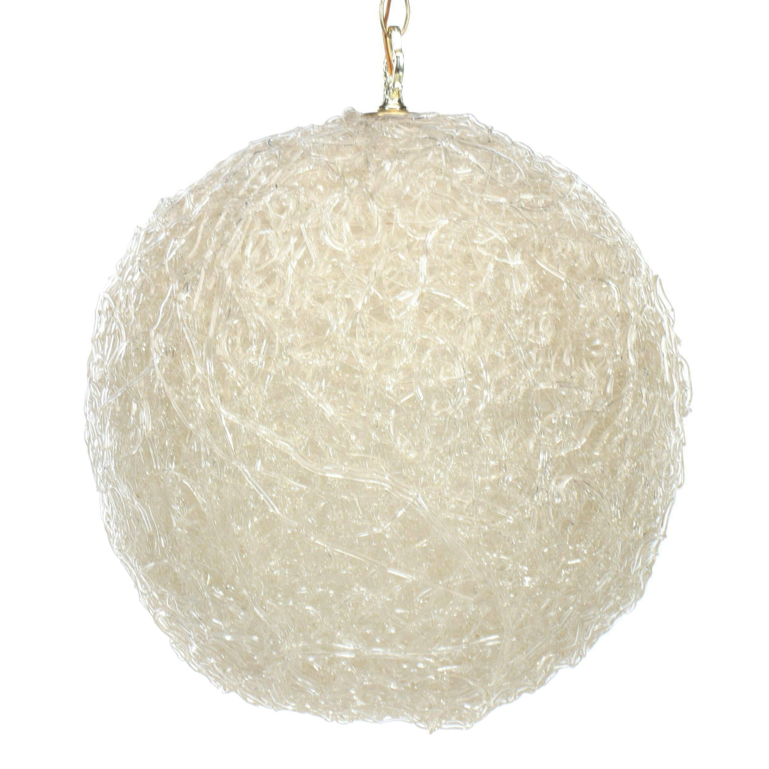 Mid Century Modern Clear Acrylic Spaghetti Orb Pendant Swag Lamp