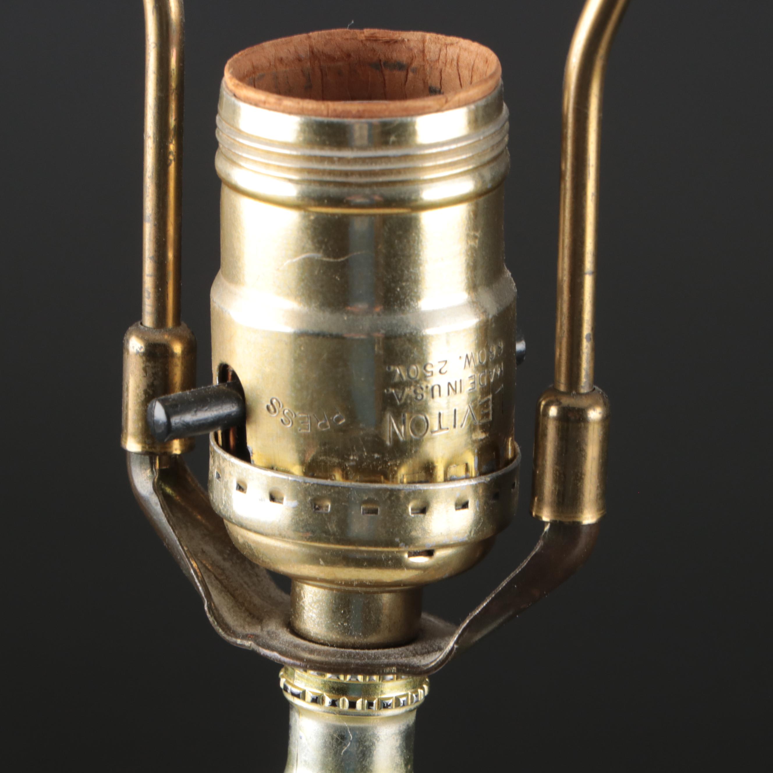 Victorian Style Hobnail Milk Glass Table Lamp on Marble Base