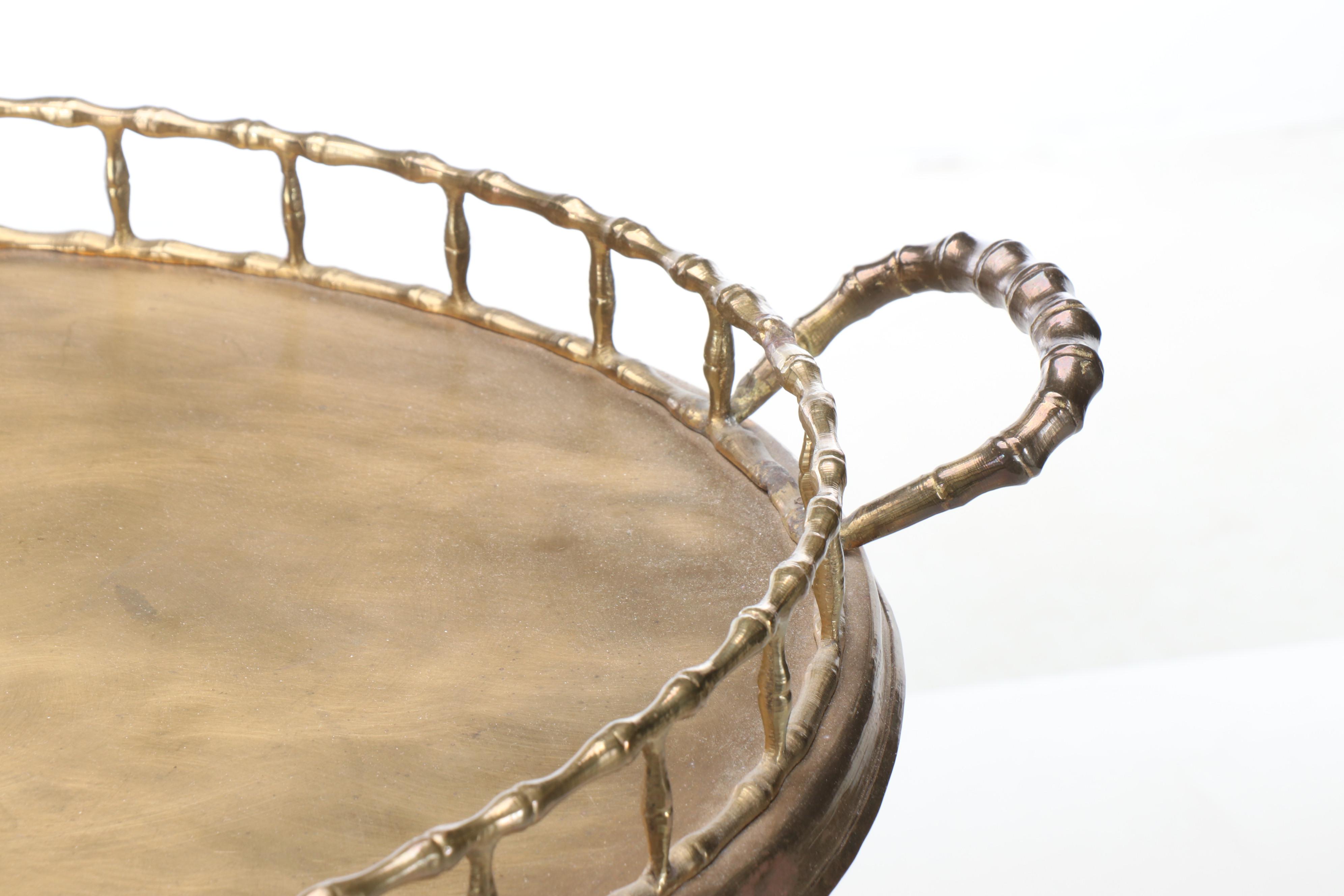 Hollywood Regency Faux Bamboo Folding Brass Tray Table