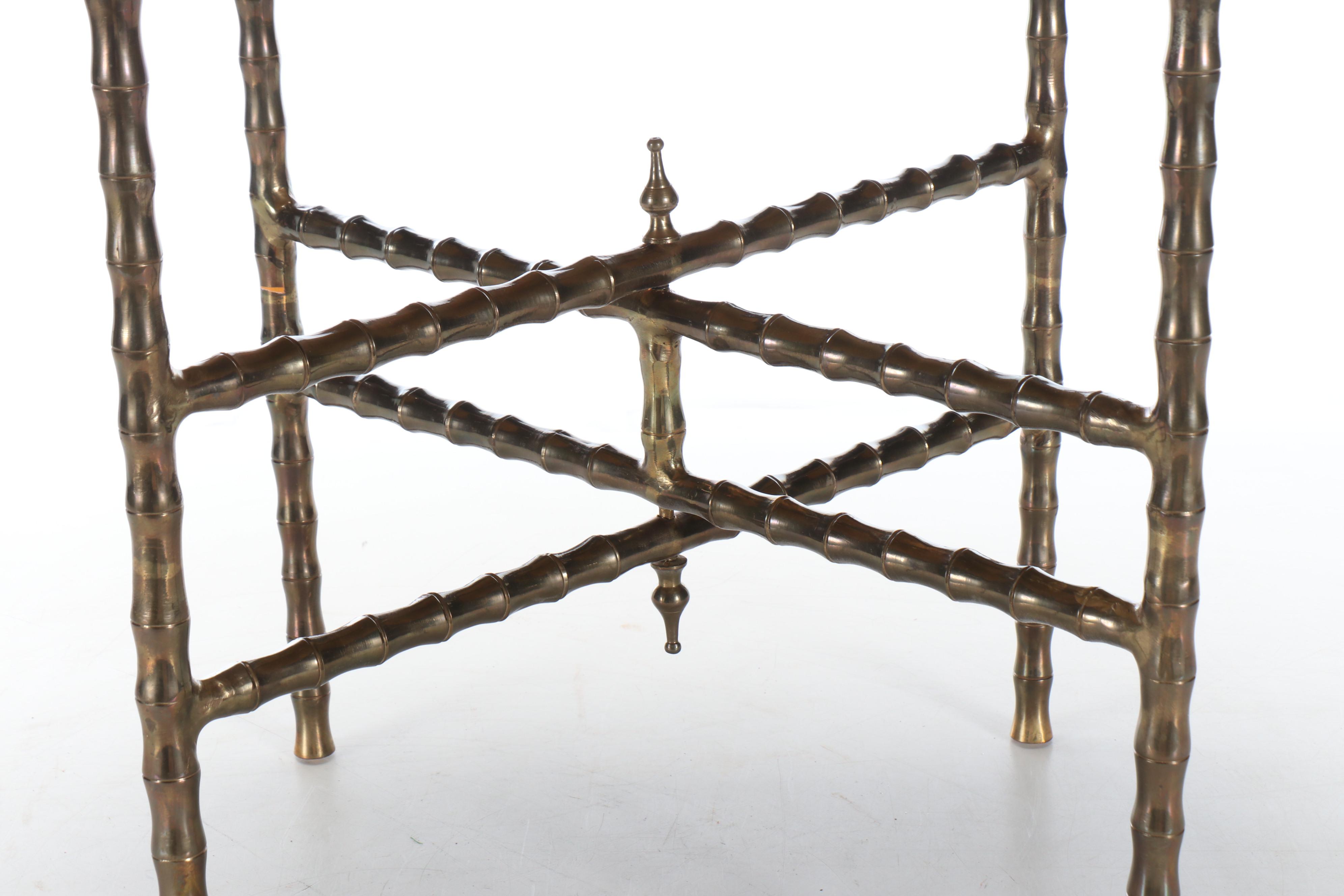 Hollywood Regency Faux Bamboo Folding Brass Tray Table