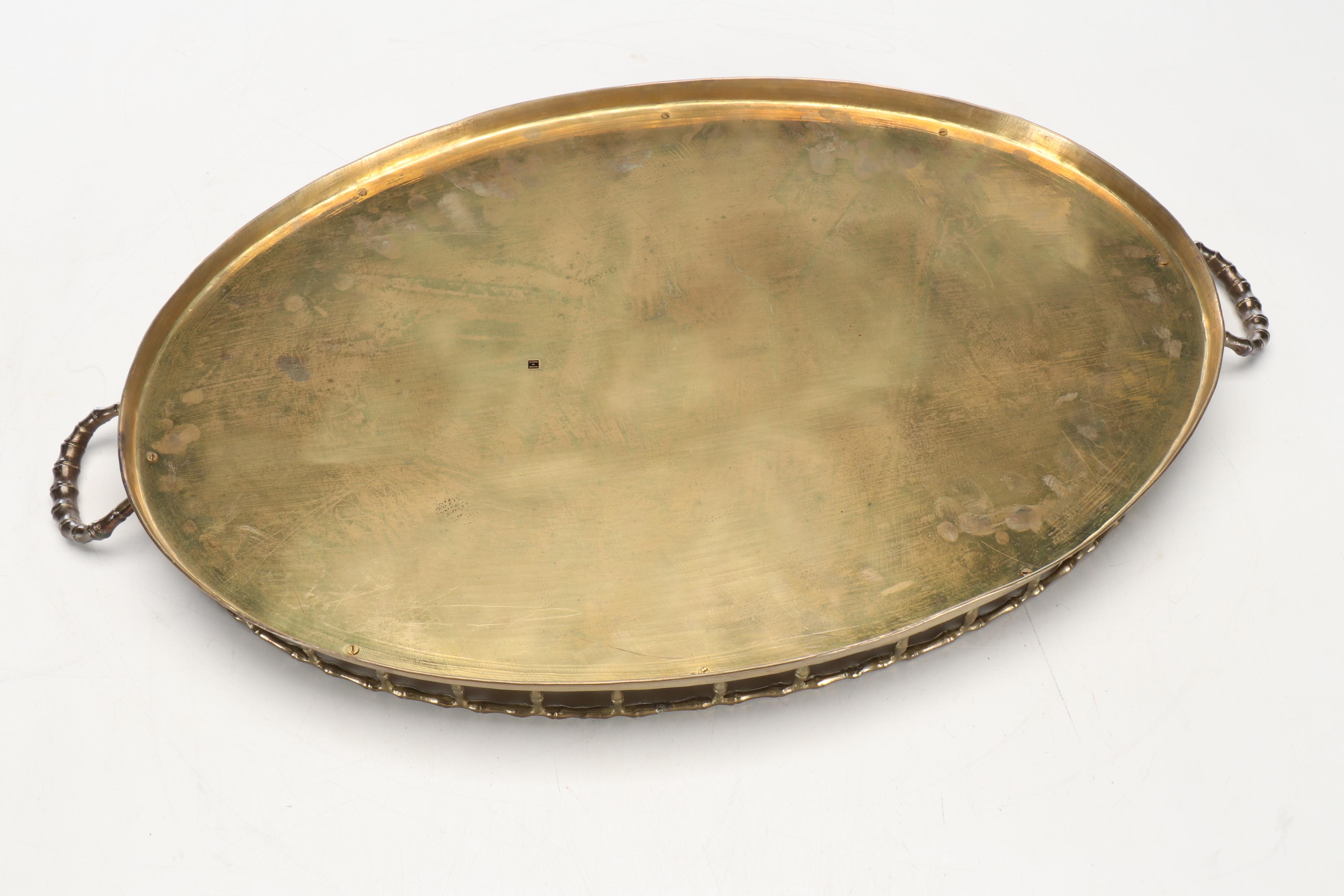 Hollywood Regency Faux Bamboo Folding Brass Tray Table