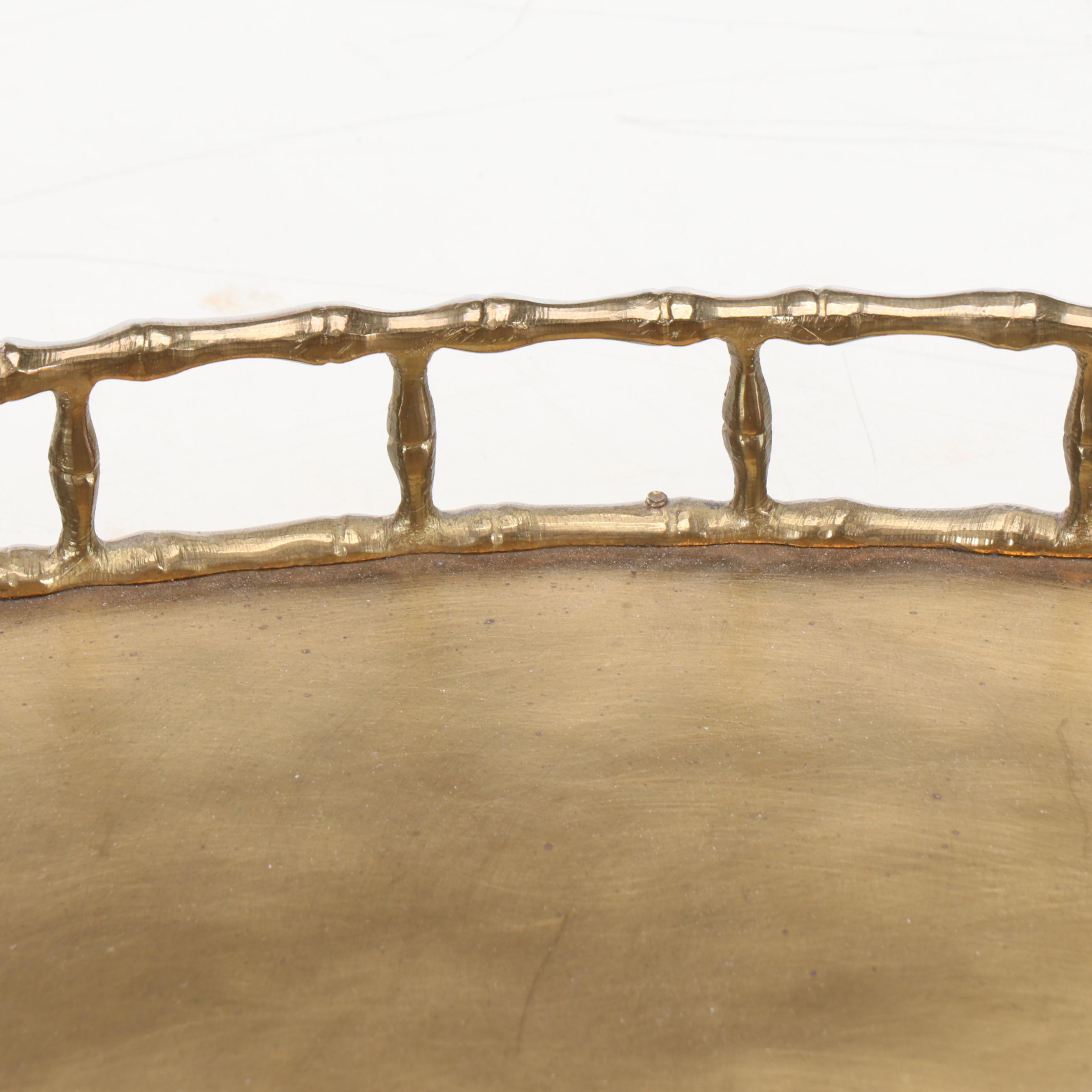 Hollywood Regency Faux Bamboo Folding Brass Tray Table