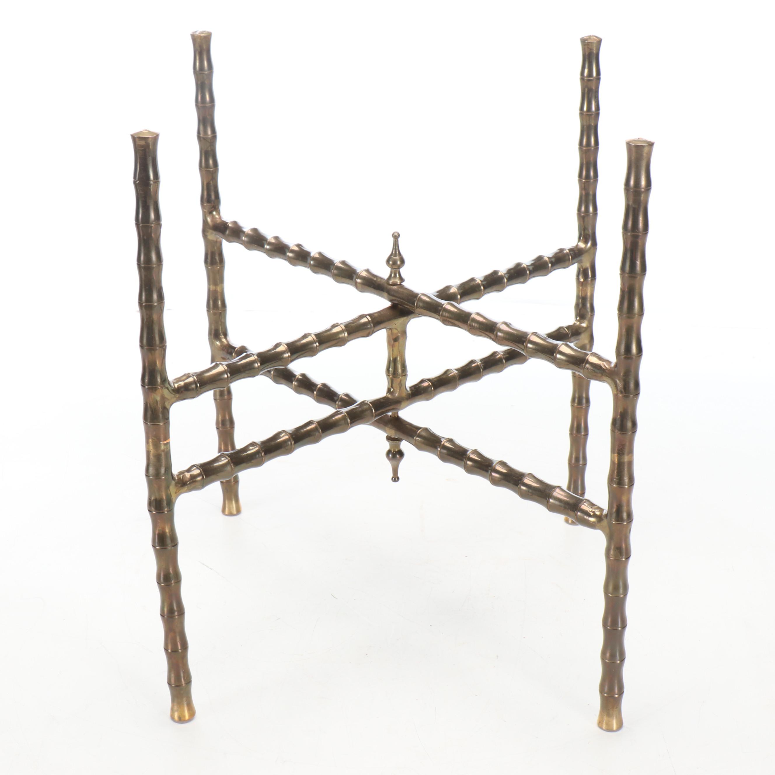 Hollywood Regency Faux Bamboo Folding Brass Tray Table