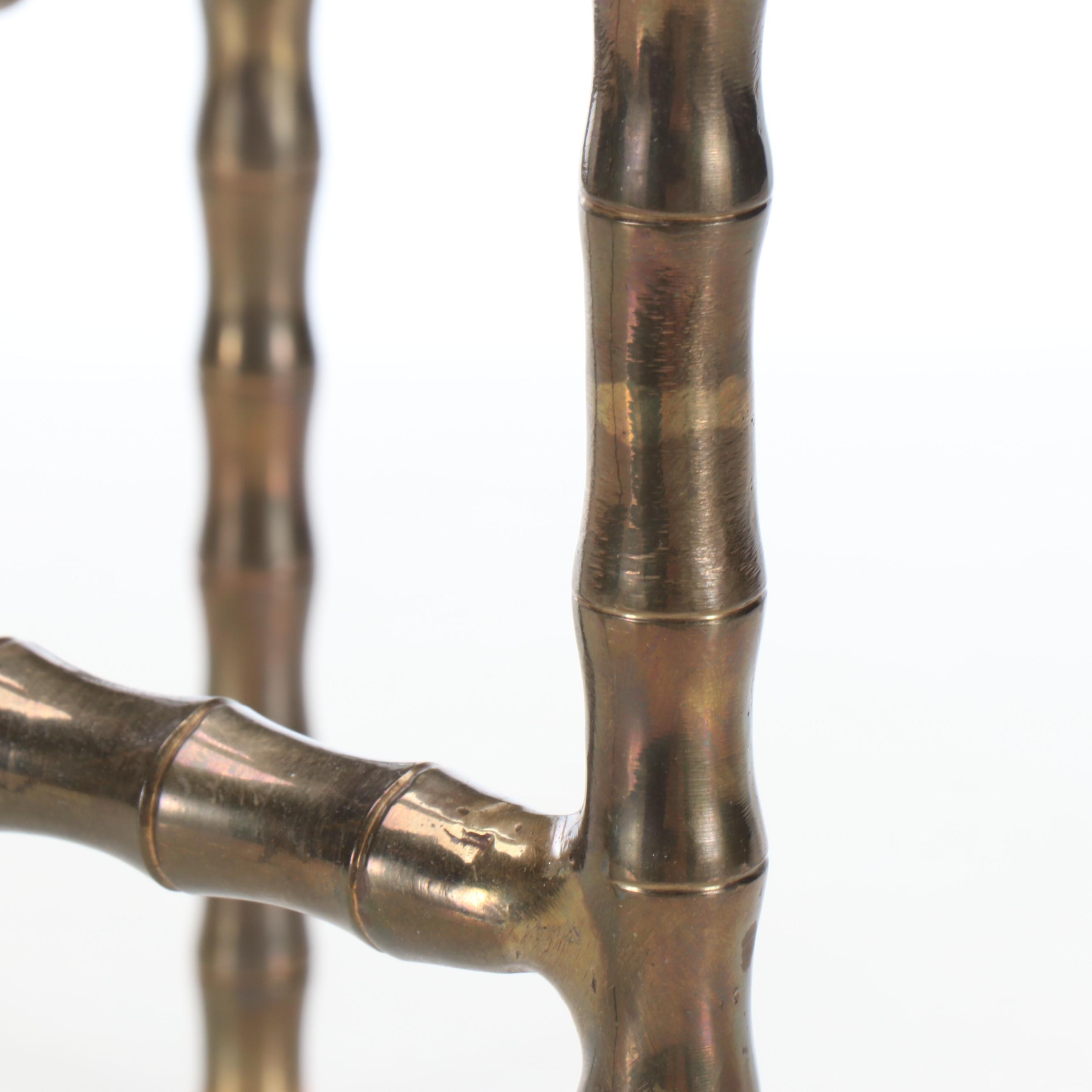 Hollywood Regency Faux Bamboo Folding Brass Tray Table