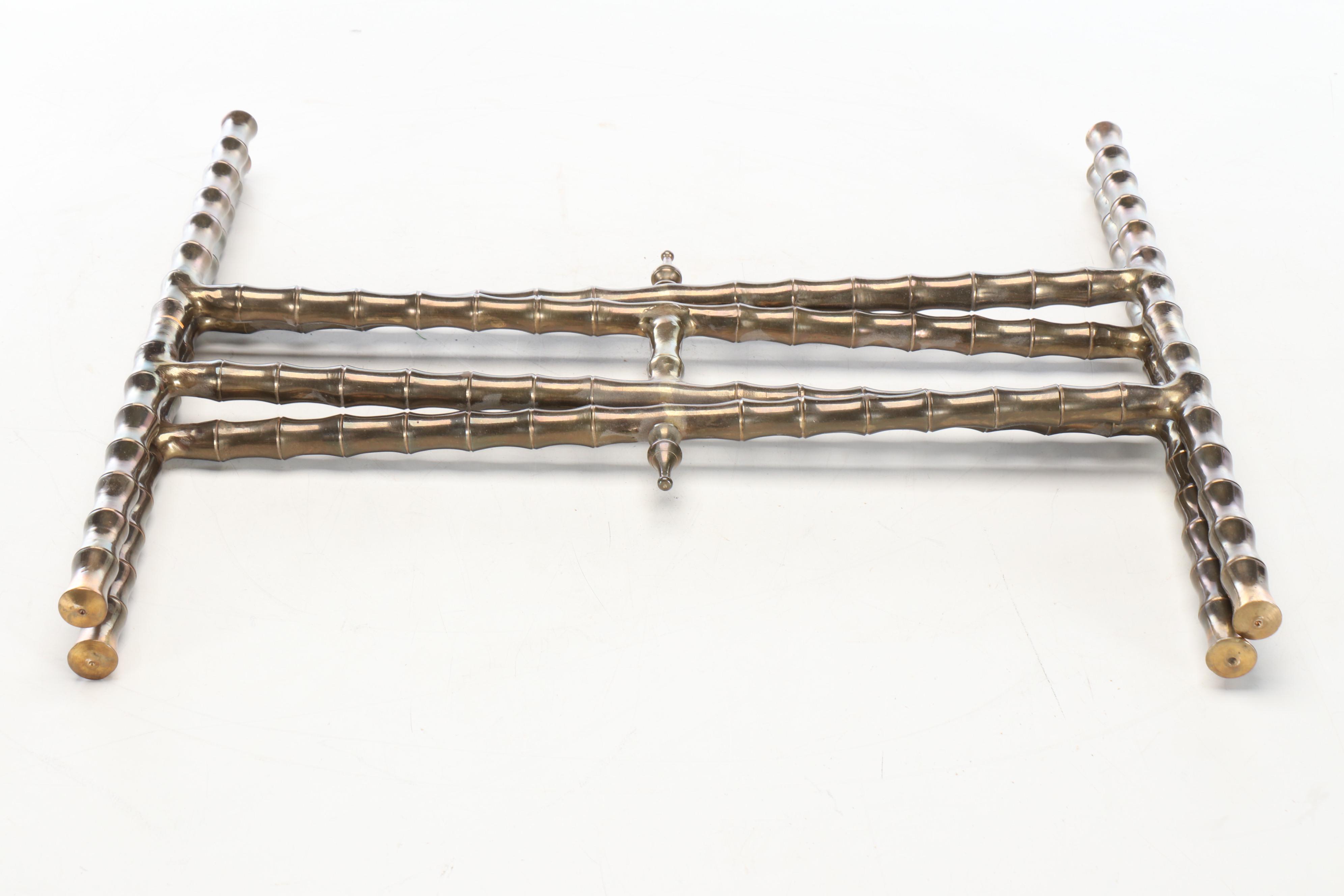 Hollywood Regency Faux Bamboo Folding Brass Tray Table