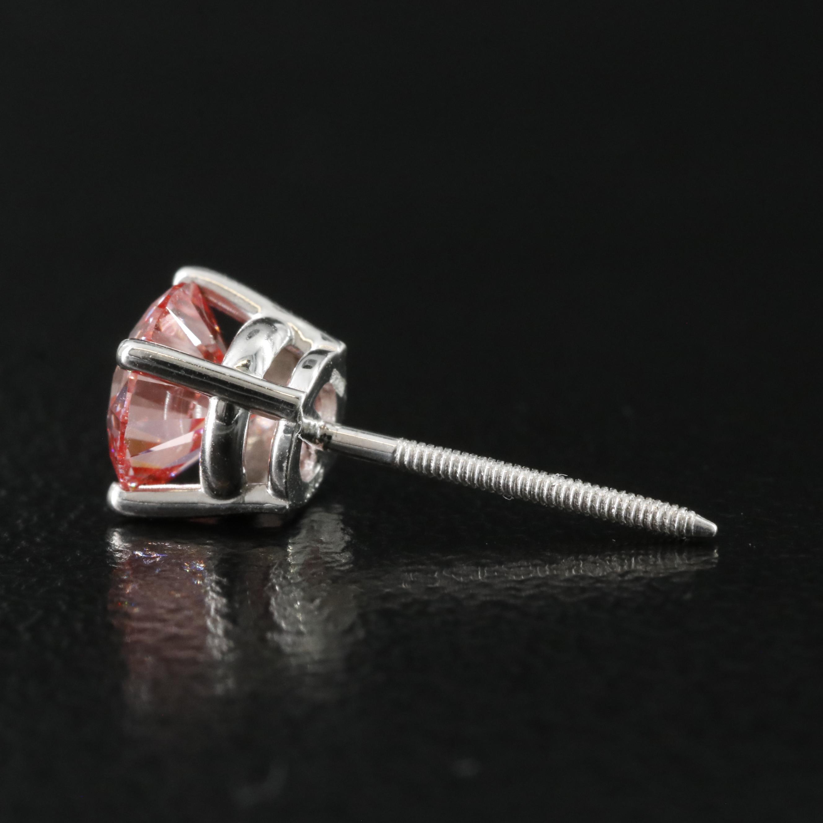 14K 0.97 CTW Lab Grown Fancy Pink Diamond Stud Earrings with IGI Report