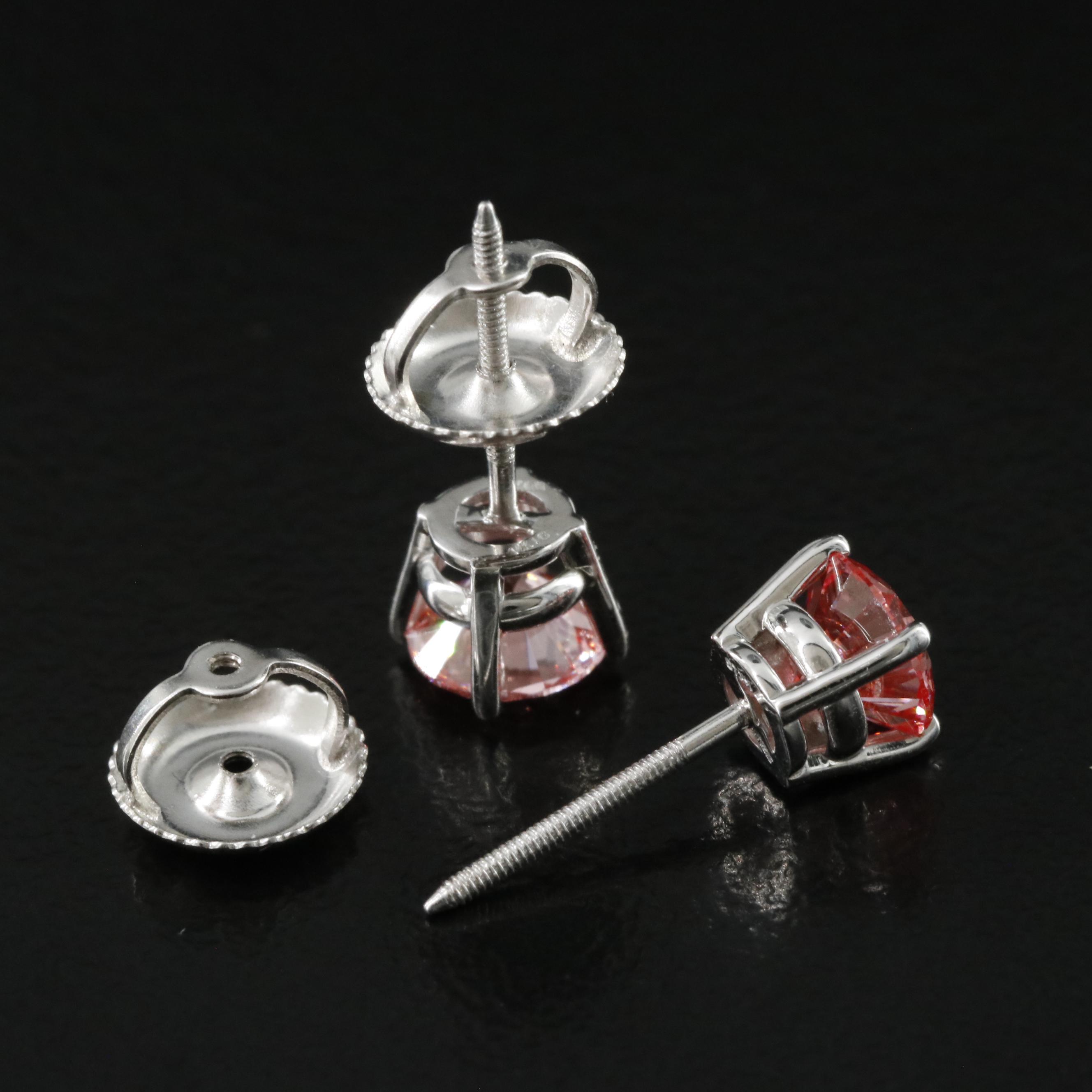 14K 0.97 CTW Lab Grown Fancy Pink Diamond Stud Earrings with IGI Report