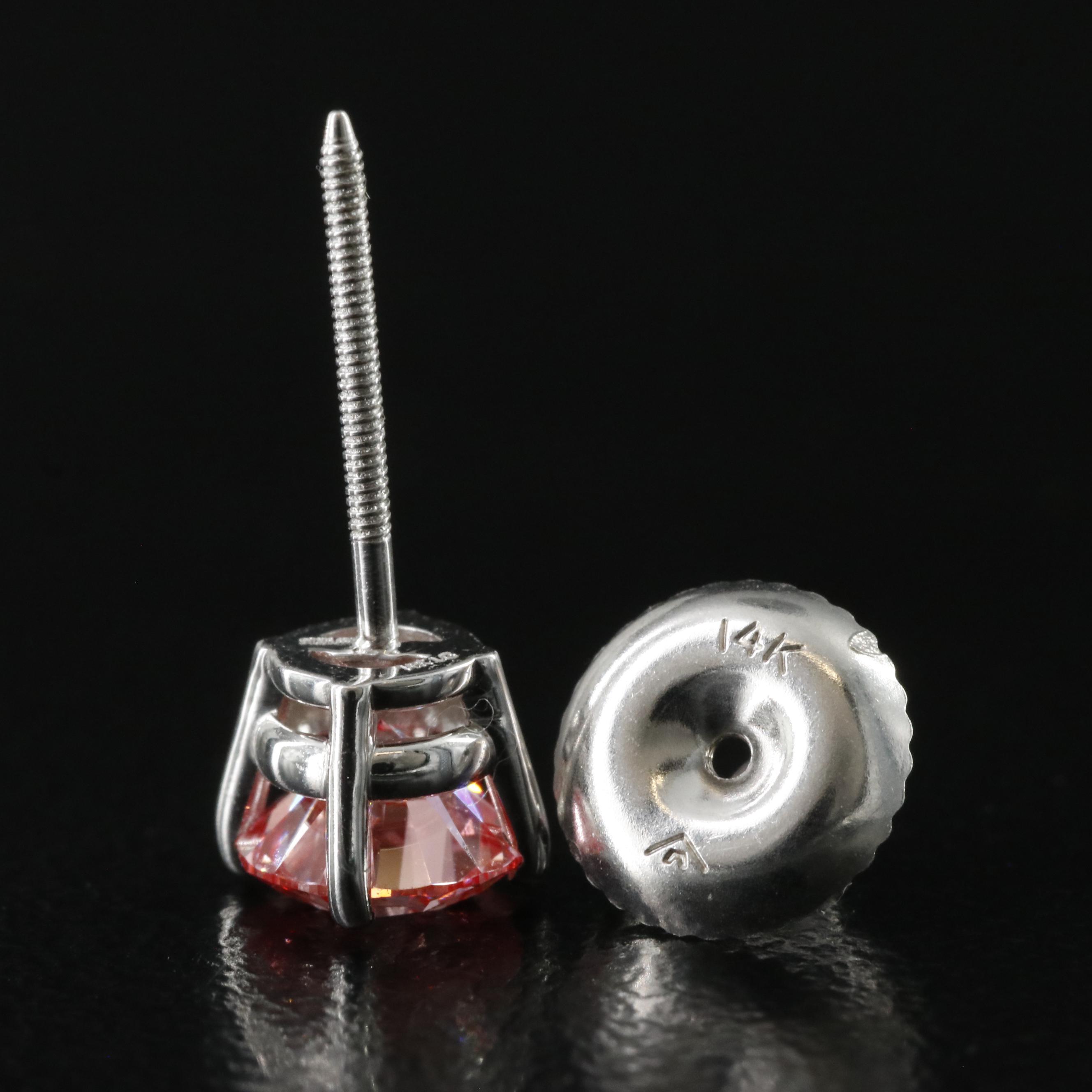 14K 0.97 CTW Lab Grown Fancy Pink Diamond Stud Earrings with IGI Report