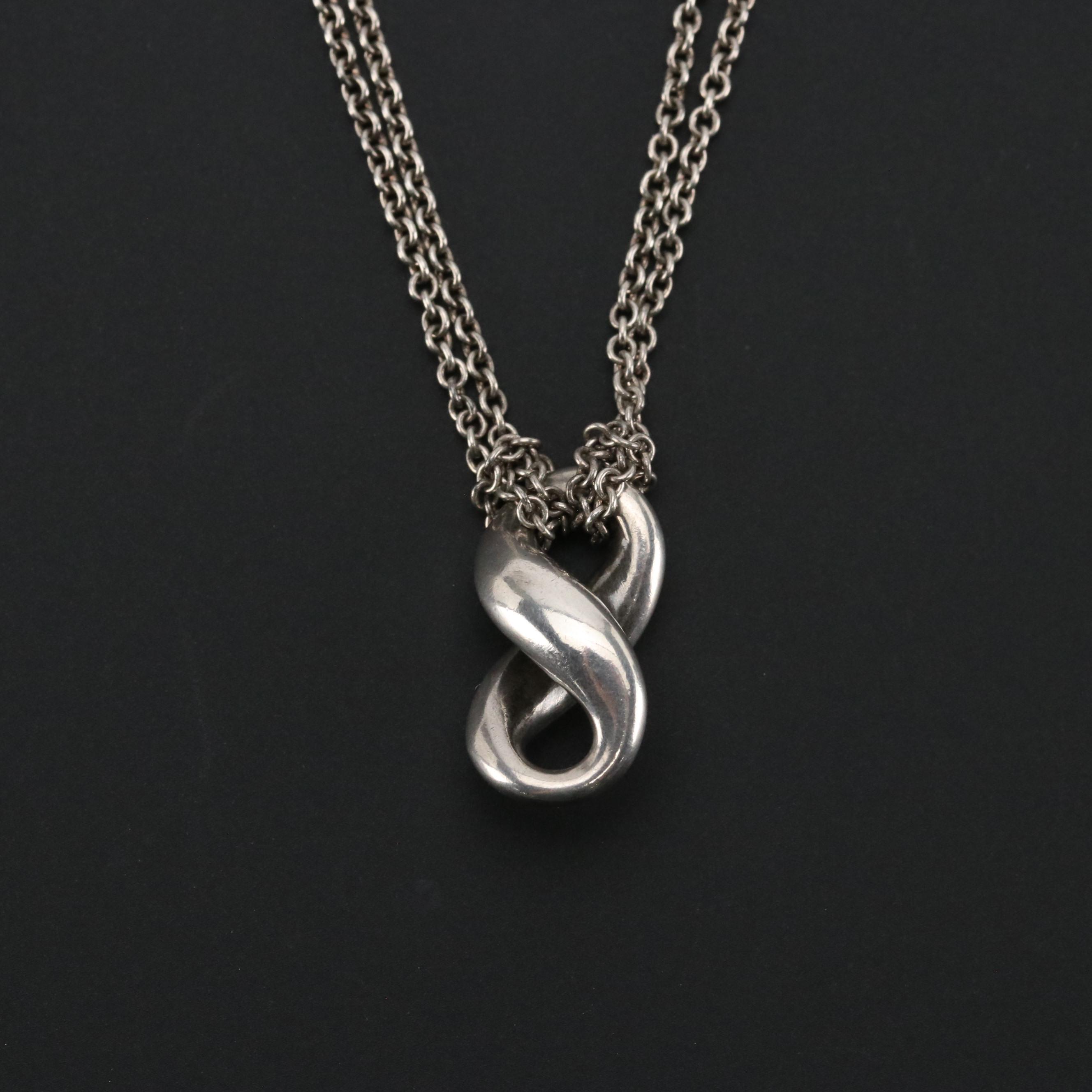 Tiffany & Co. Sterling Double Chain Infinity Necklace