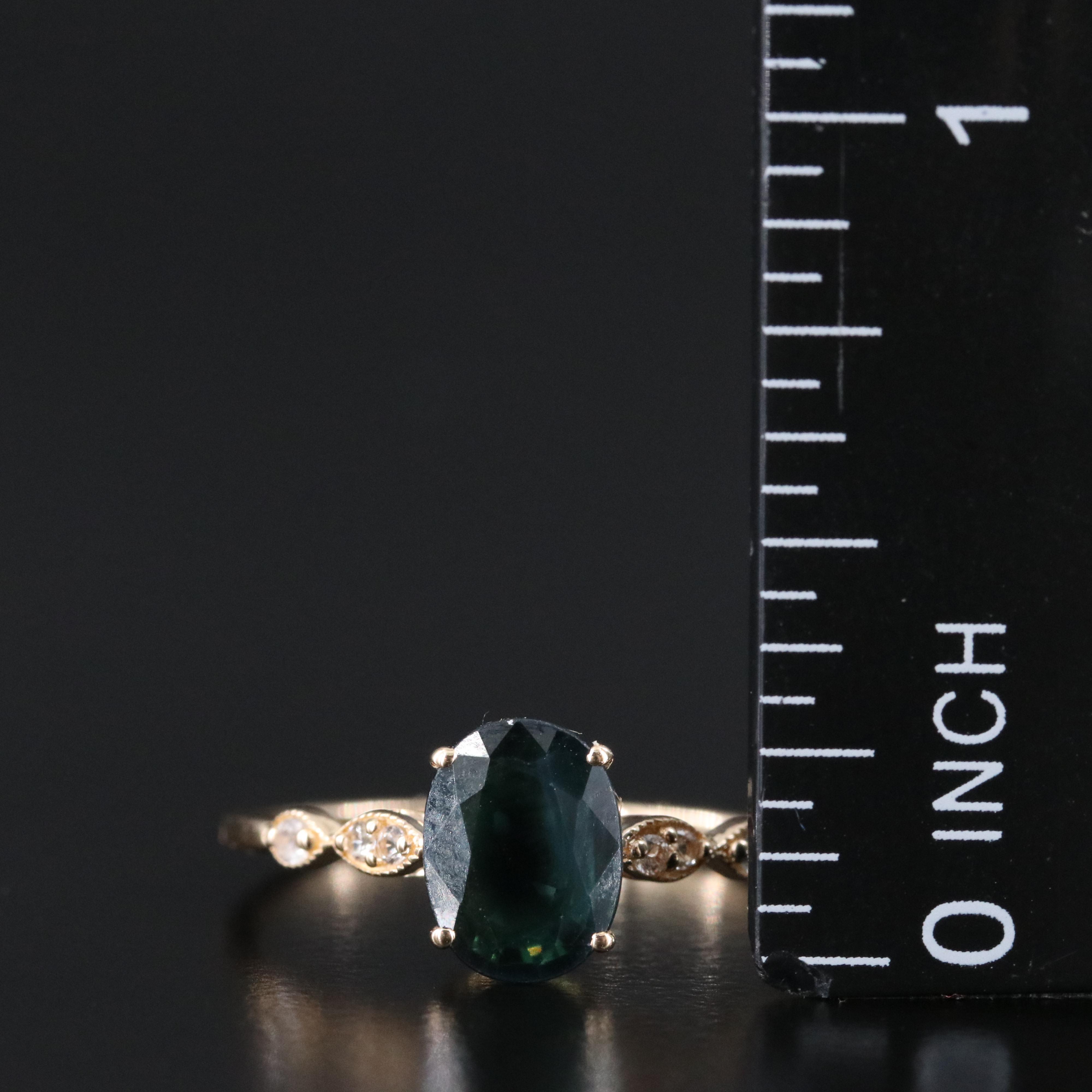 14K 1.34 CT Blue and White Sapphire Ring