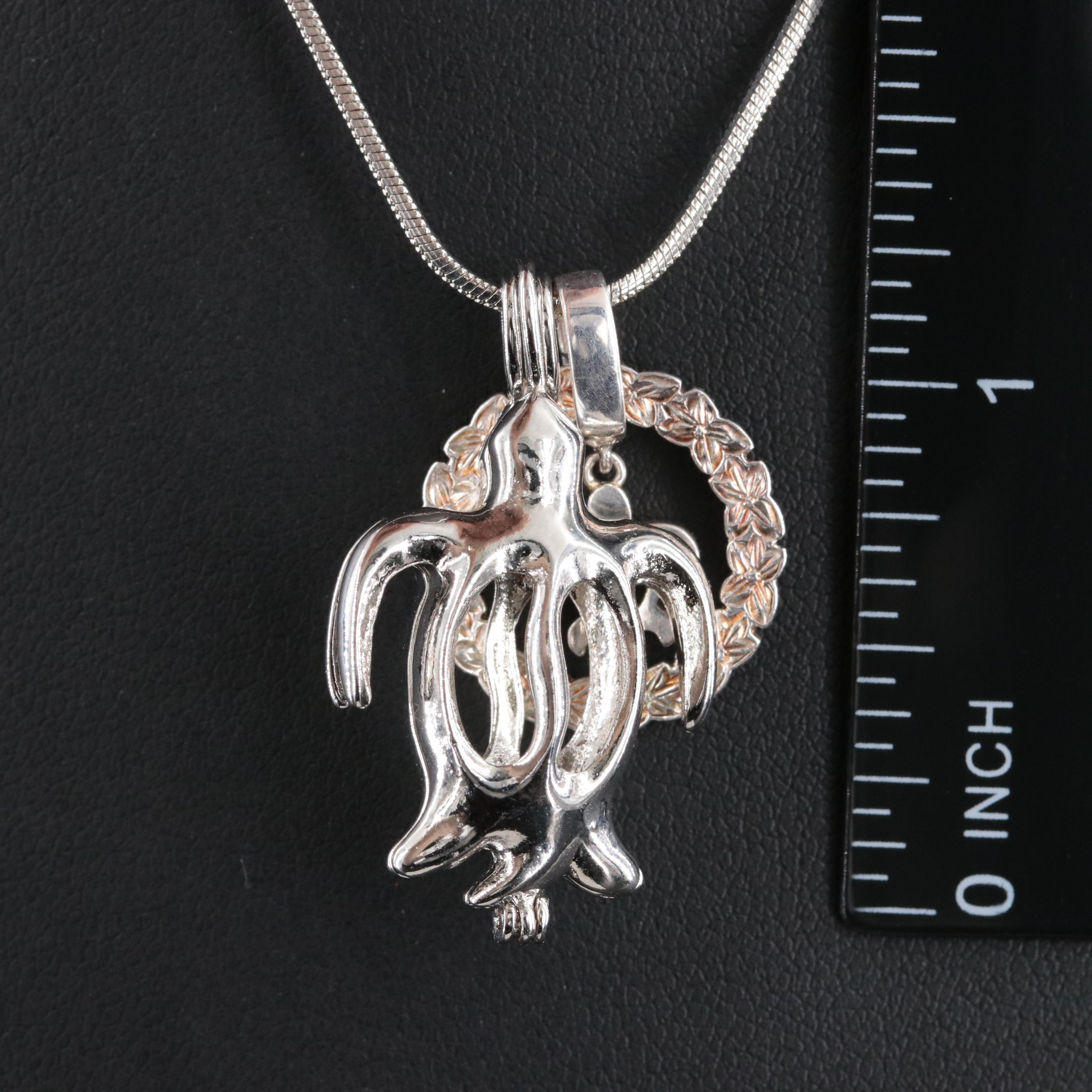 Turtle Necklace with Sterling Circle Turtle Pendant