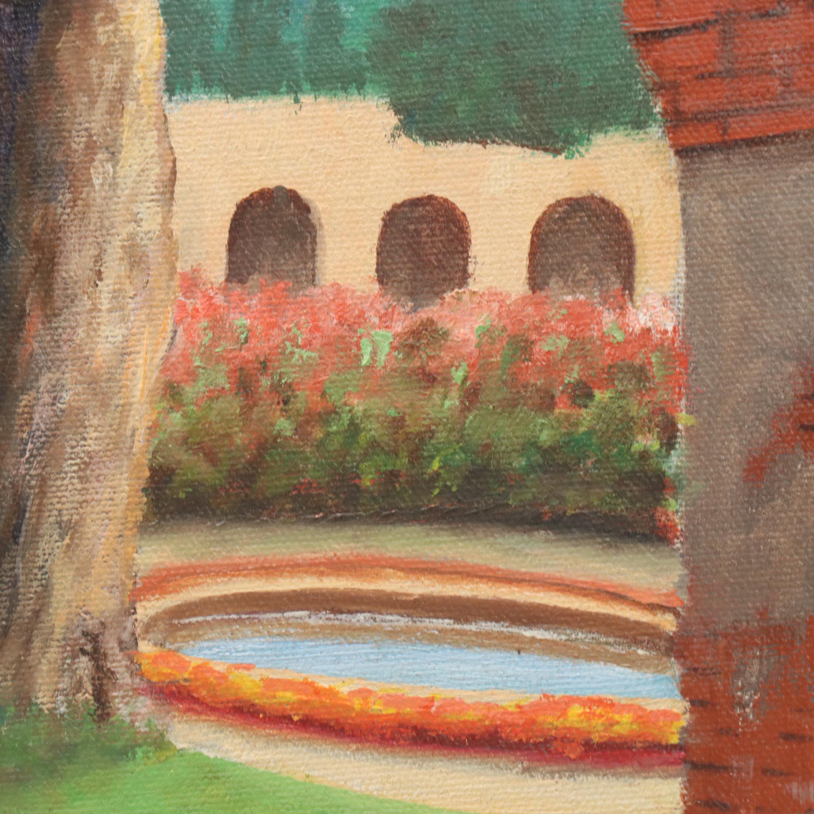 R. A. Bonini Oil Painting of Mission California Arches, 1969