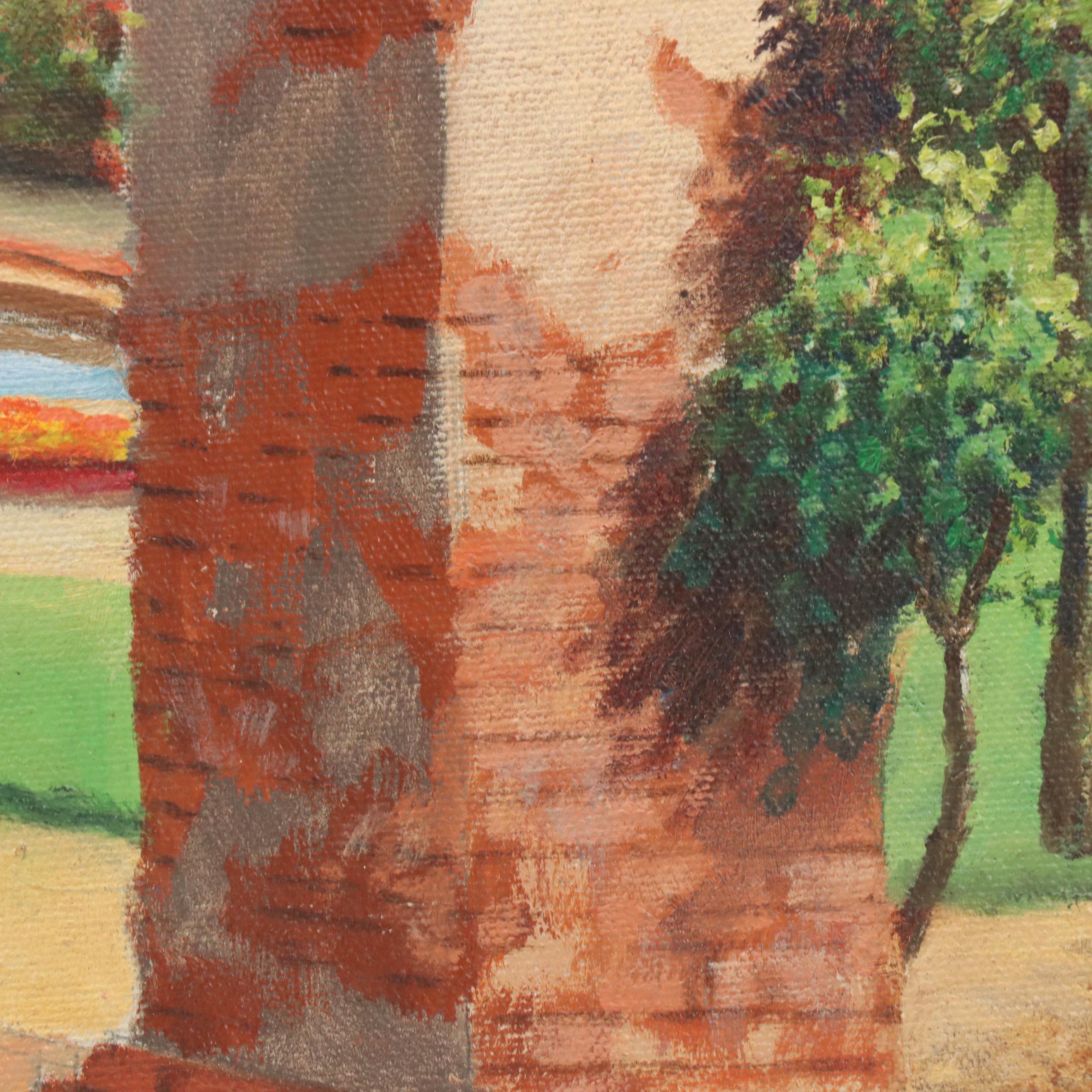 R. A. Bonini Oil Painting of Mission California Arches, 1969