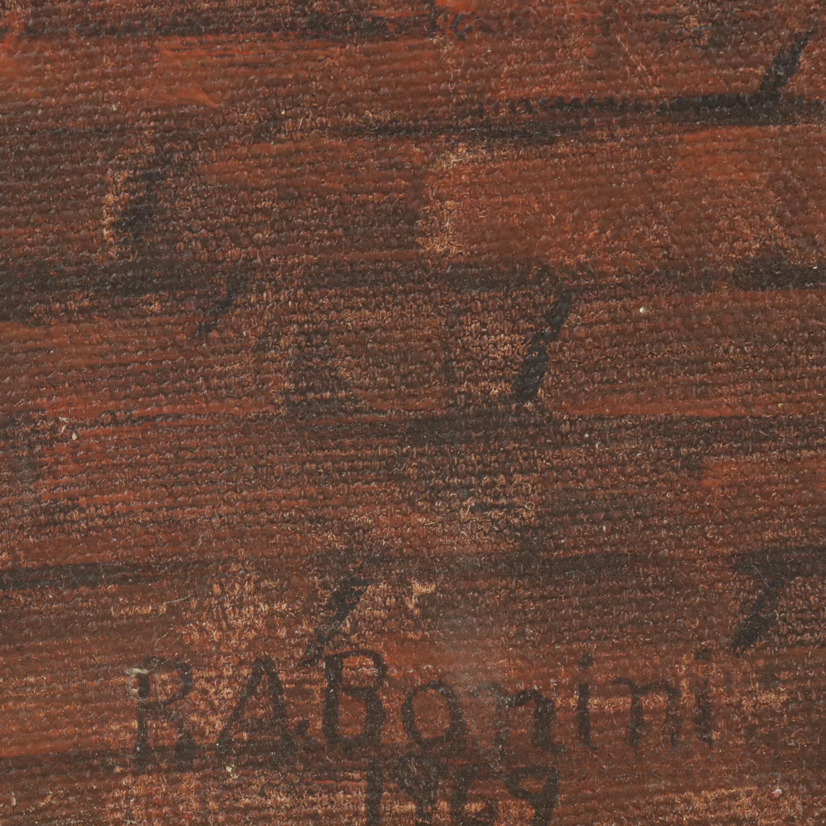 R. A. Bonini Oil Painting of Mission California Arches, 1969