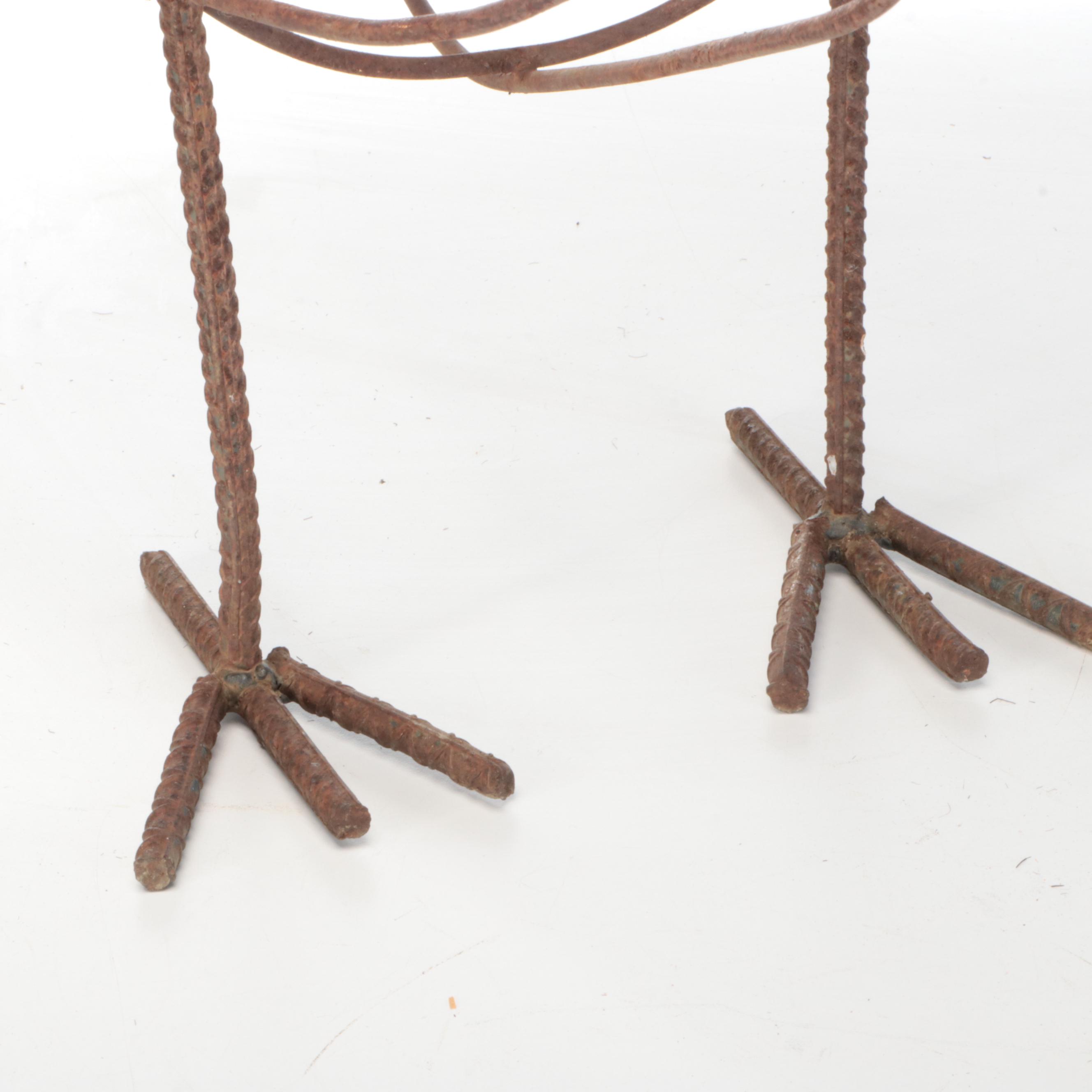 Metal Wire Rooster and Hen Plant Stands