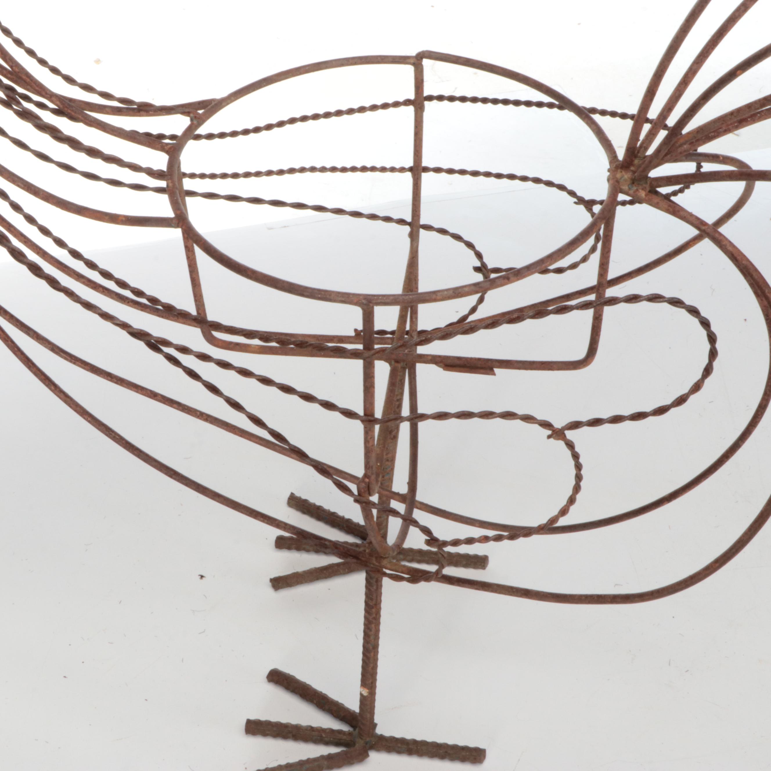 Metal Wire Rooster and Hen Plant Stands