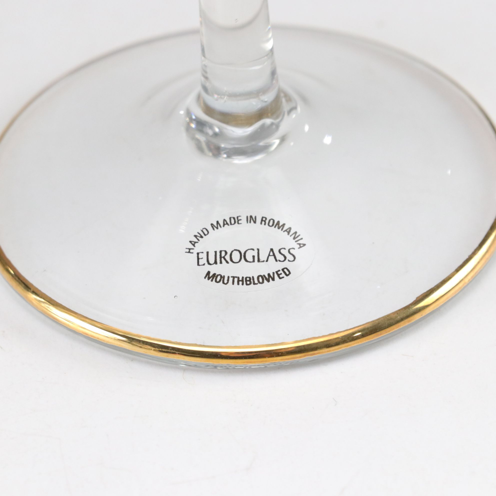 Euroglass Mouth-Blown Romanian Butterfly Water Goblets and Martini Glasses