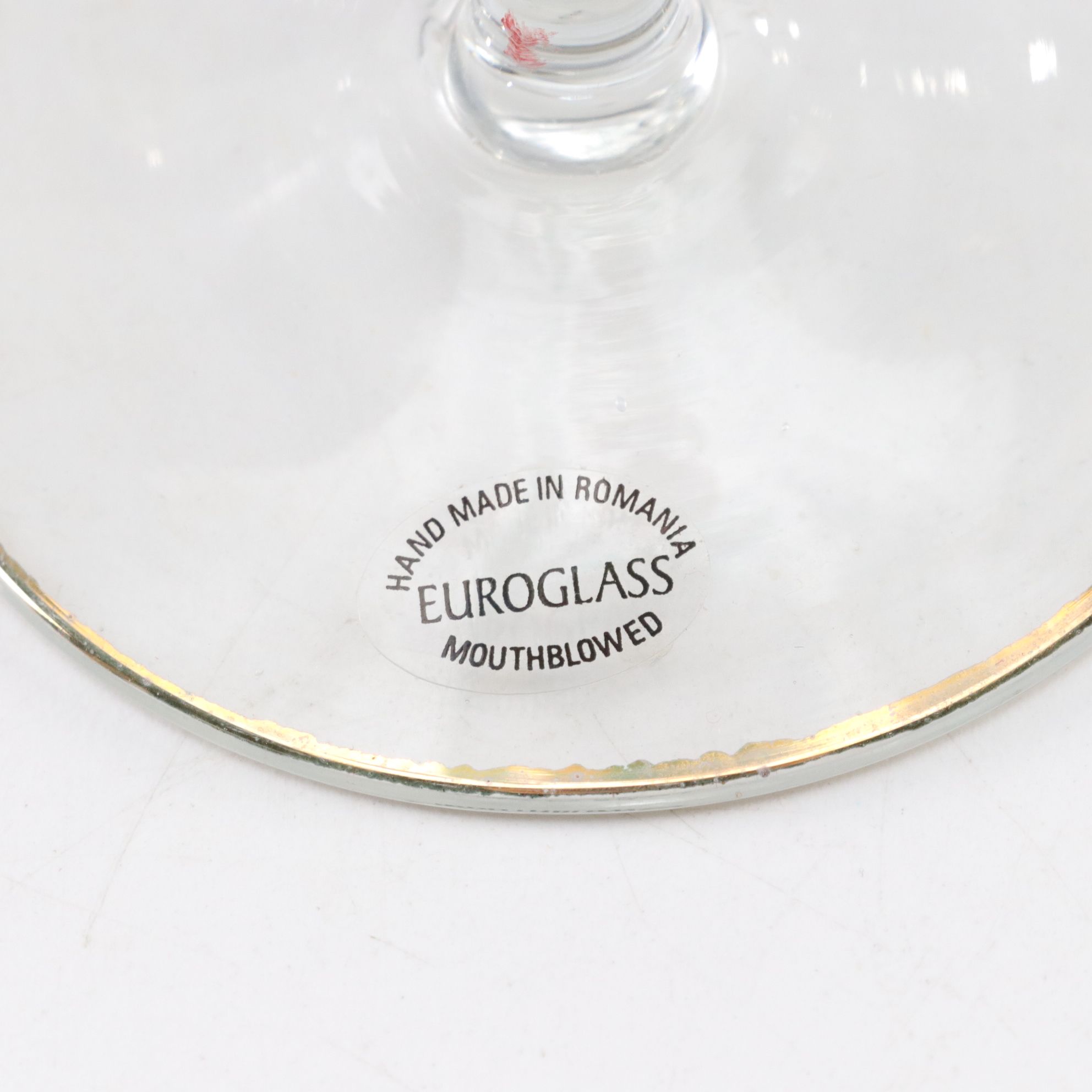 Euroglass Mouth-Blown Romanian Butterfly Water Goblets and Martini Glasses