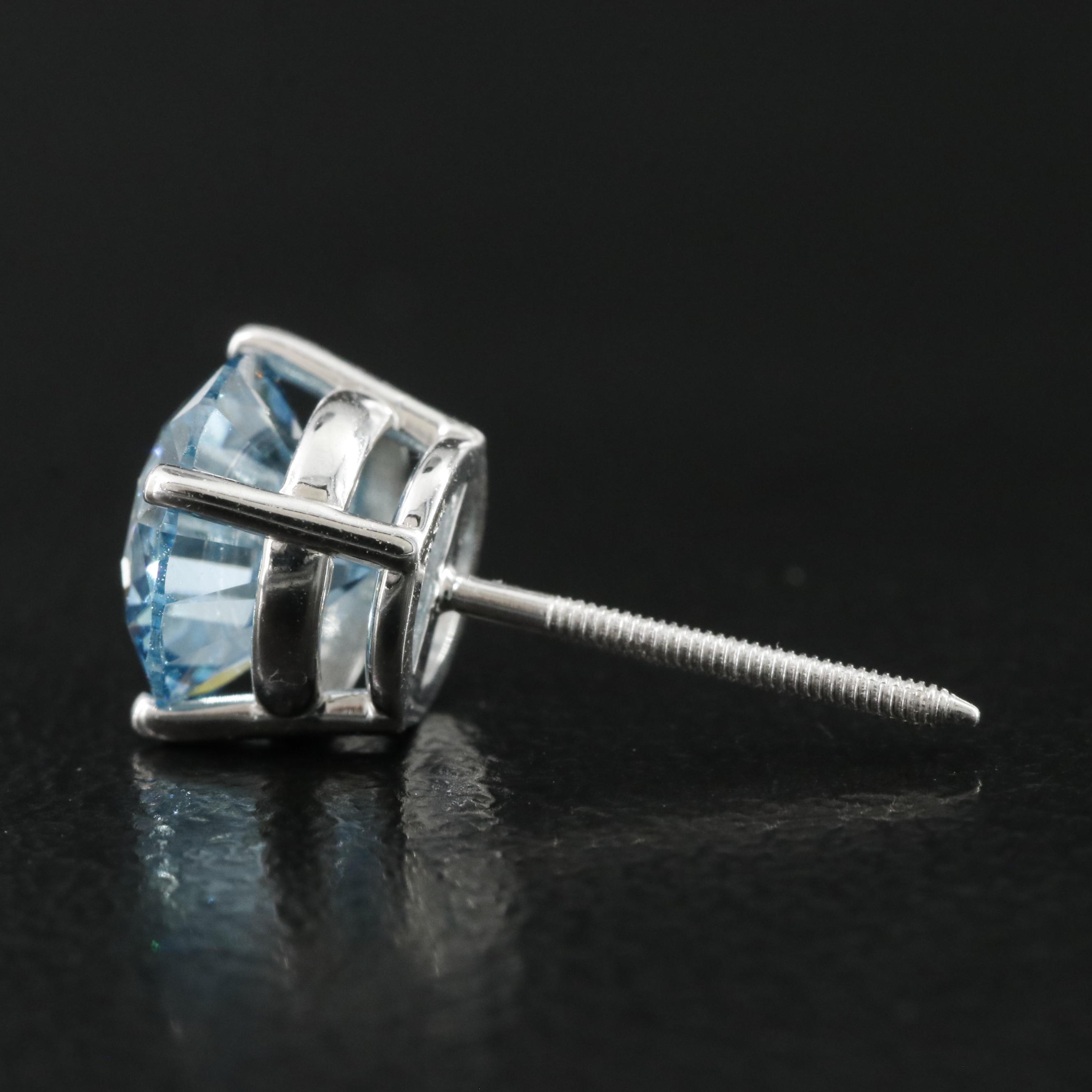 14K 2.05 CTW Lab Grown Fancy Blue Diamond Stud Earrings with IGI Report