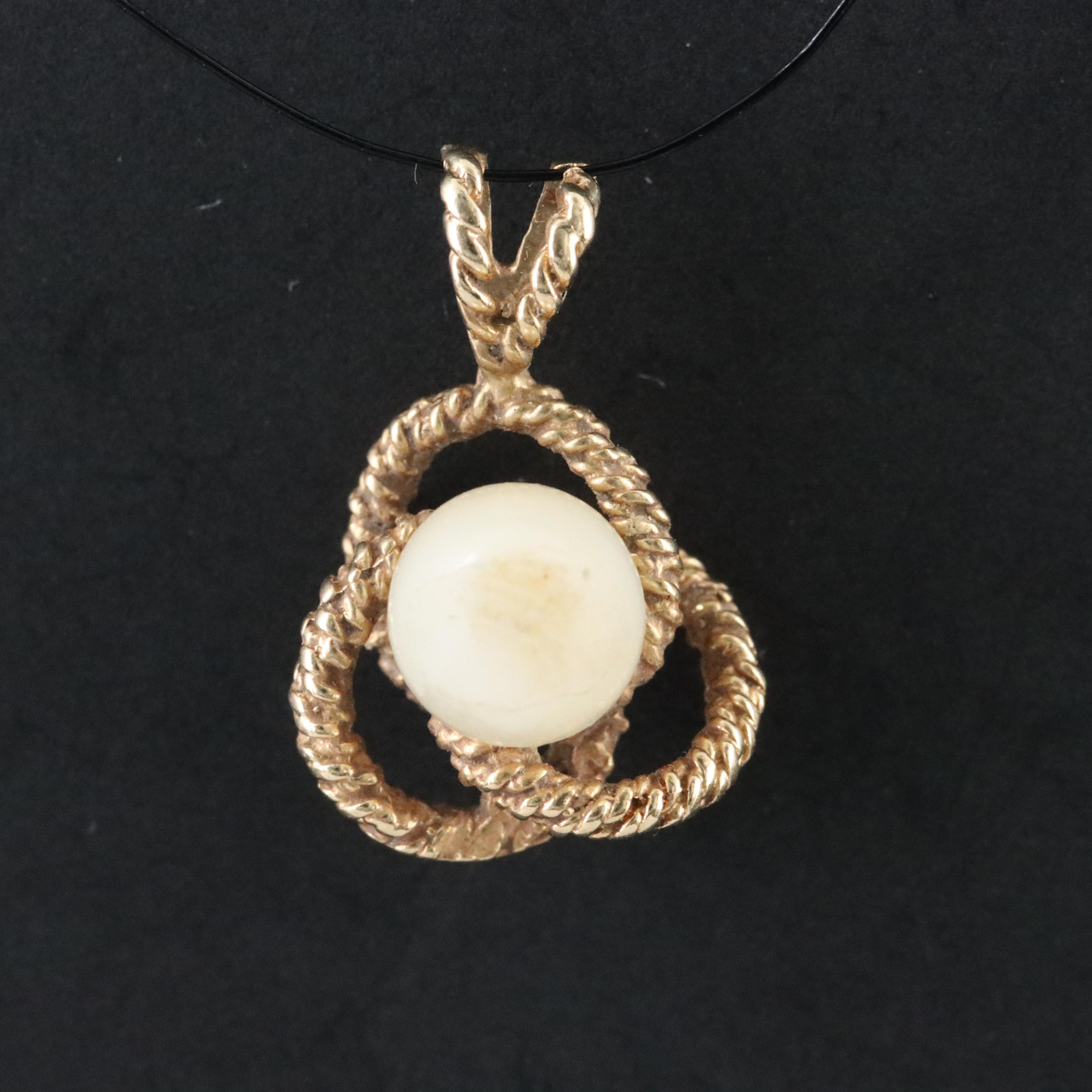 14K Faux Pearl Pendant