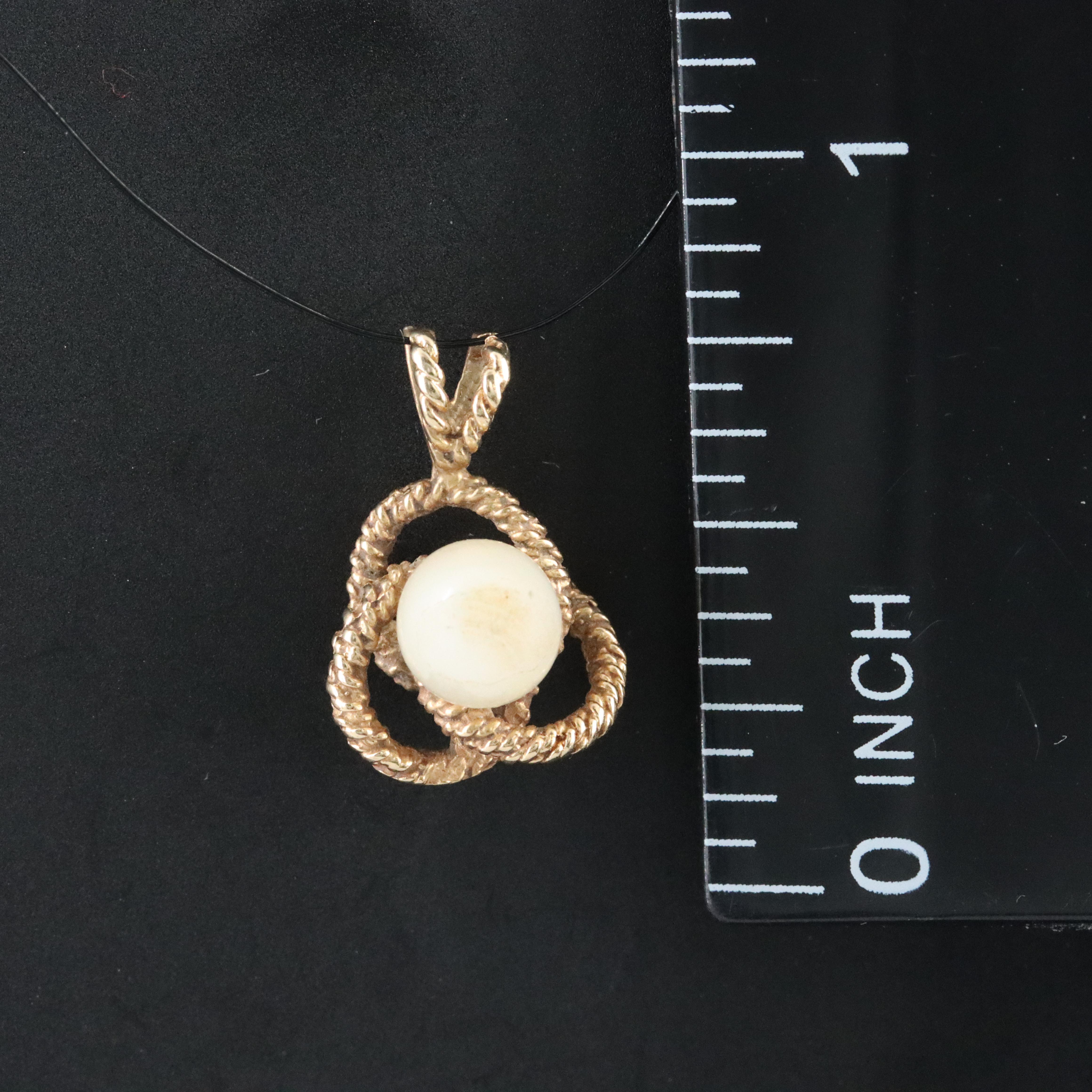 14K Faux Pearl Pendant