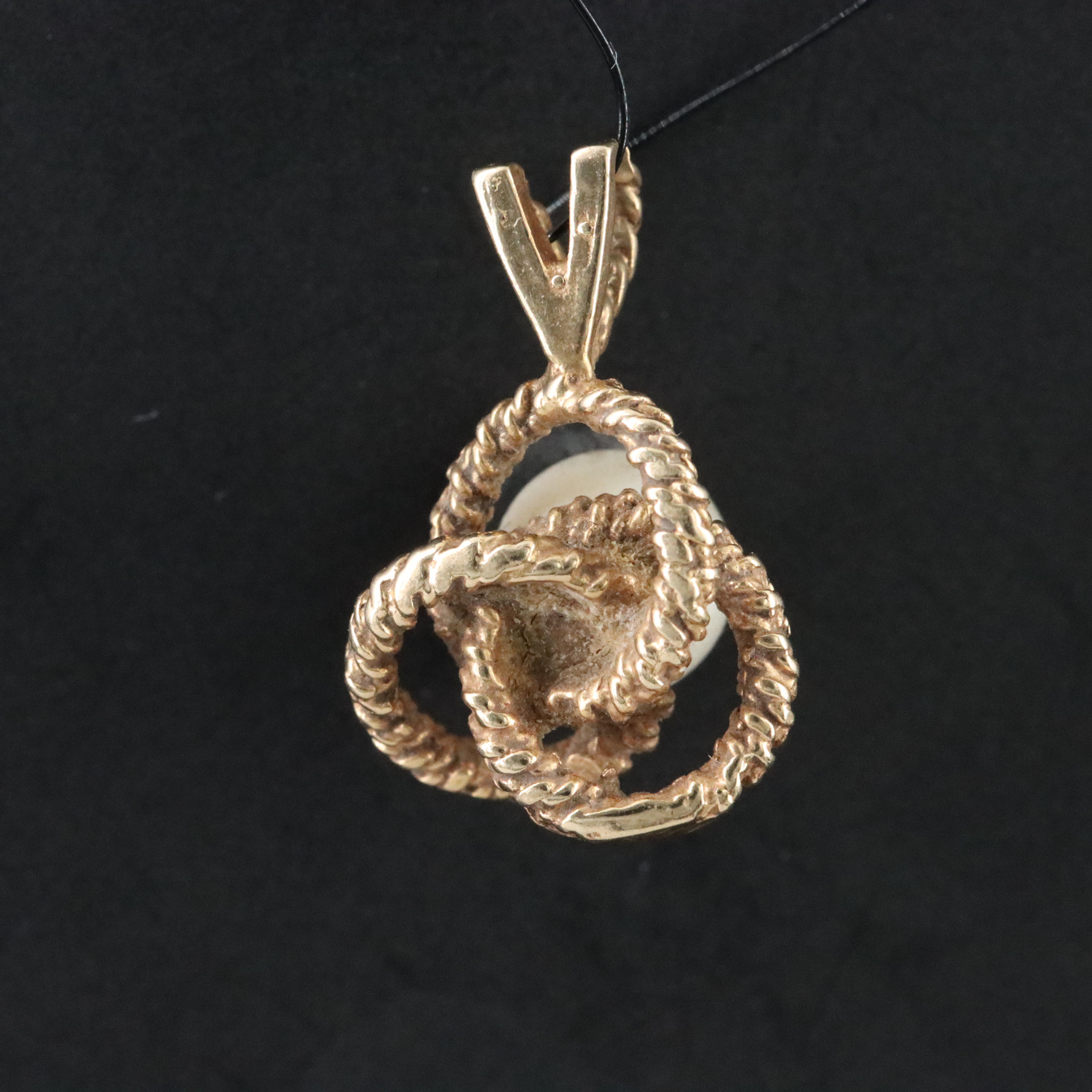 14K Faux Pearl Pendant