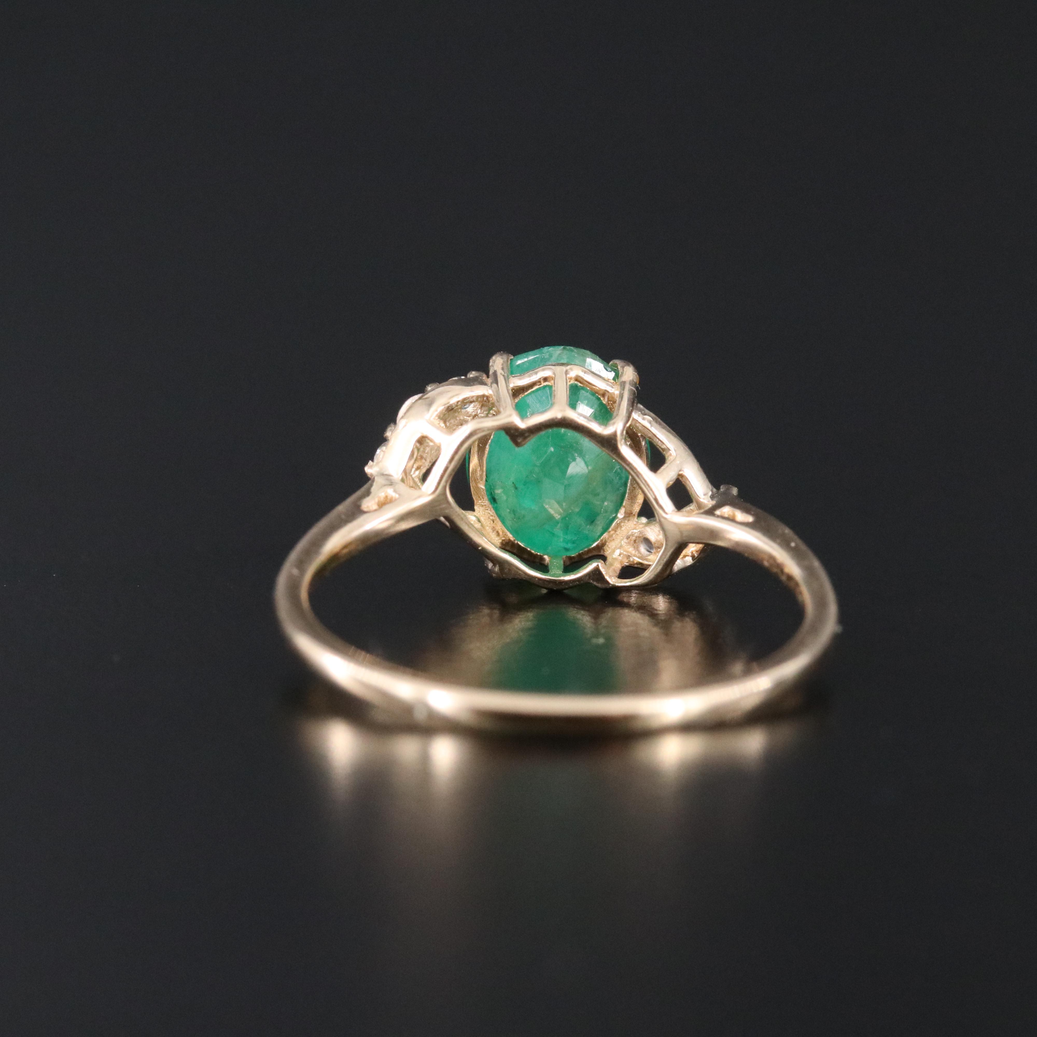 14K 1.36 CT Emerald and White Sapphire Ring
