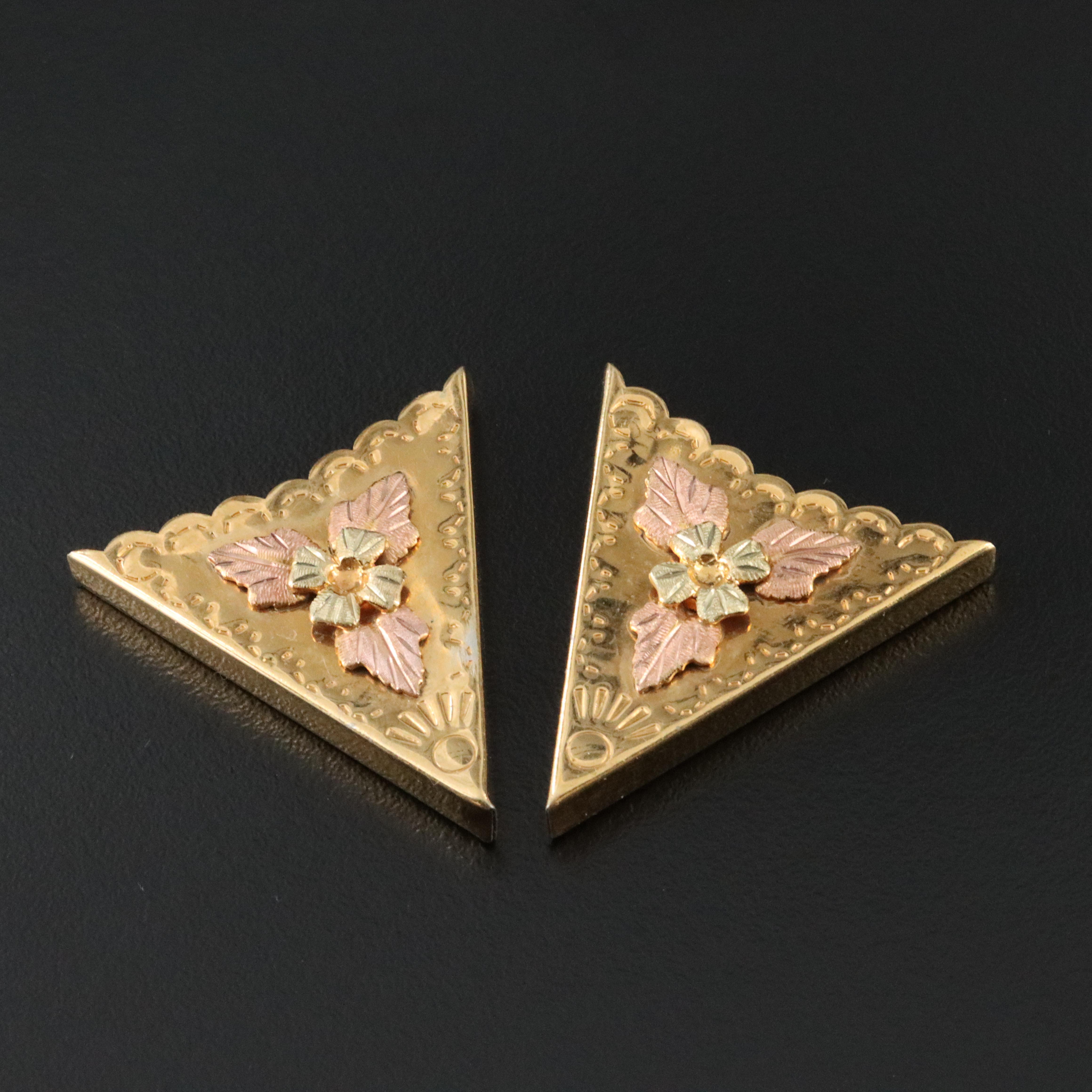 Collar Tips with Rose and Green Accents