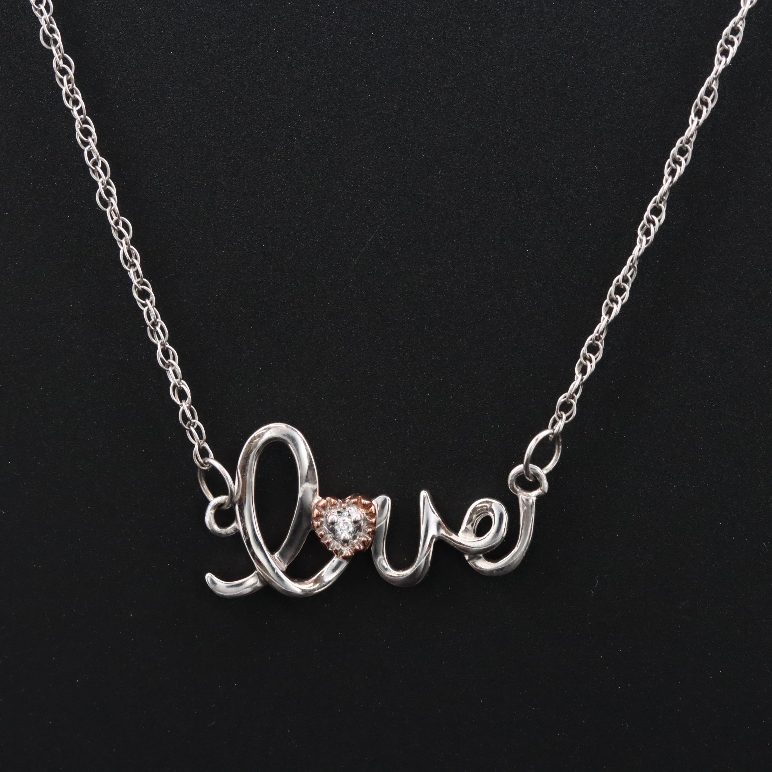 Sterling CZ Love Necklace