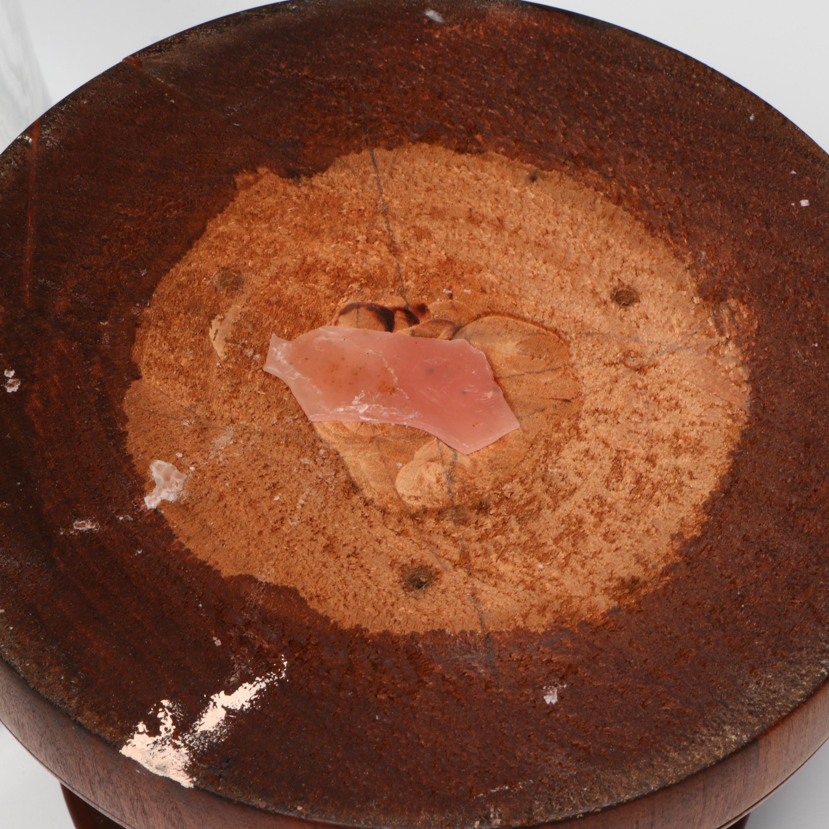 Wooden Candle Holder with Glass Hurricane and Wooden Pedestal Basket