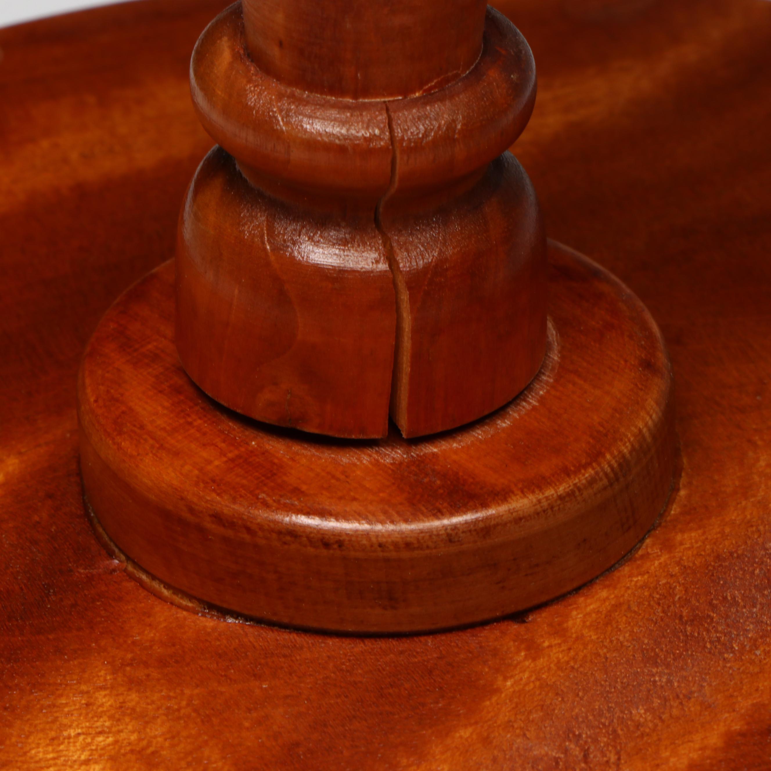 Wooden Candle Holder with Glass Hurricane and Wooden Pedestal Basket