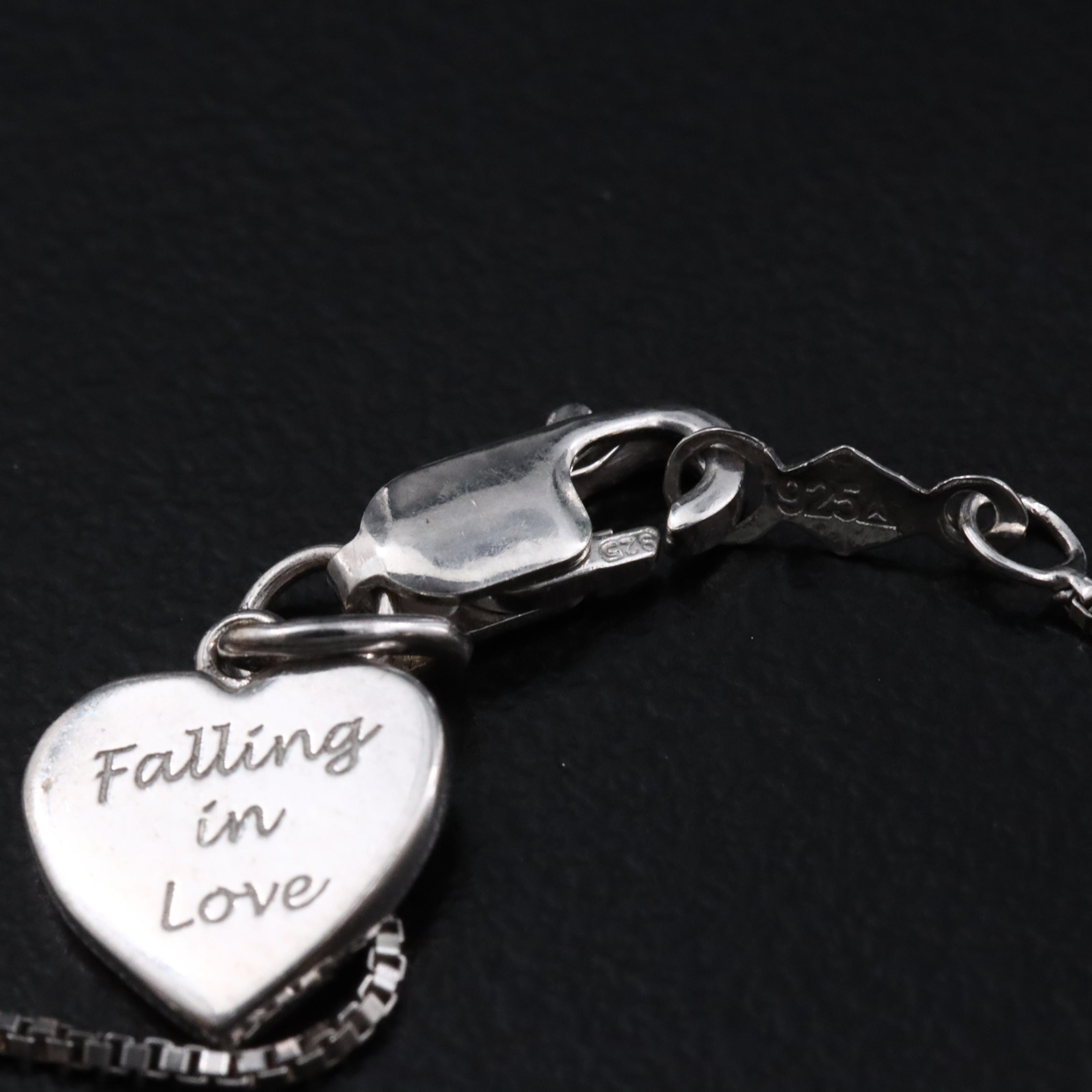 Sterling CZ Heart Pendant Necklace with 10K Rose Gold Accent