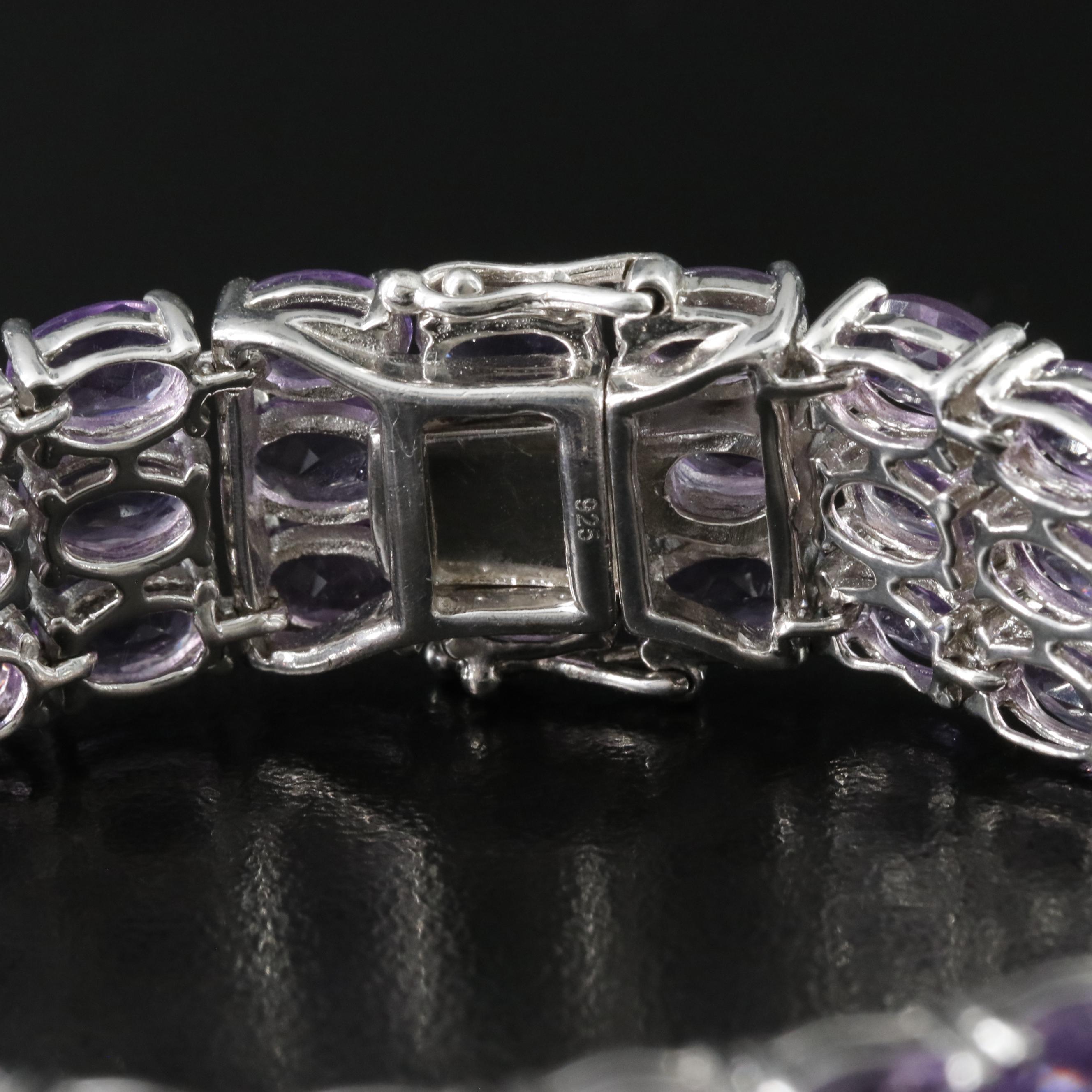 Sterling Amethyst Triple-Row Bracelet