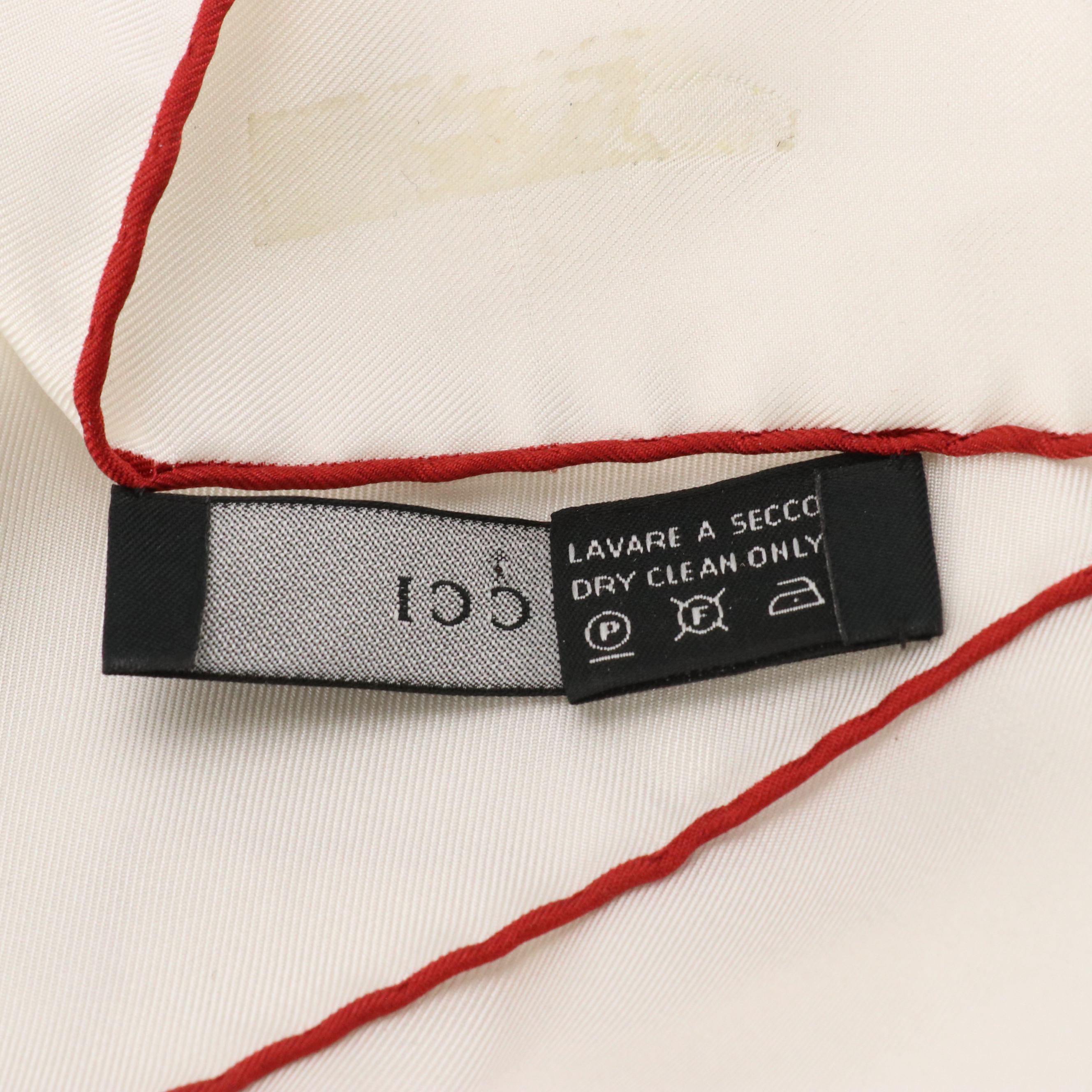 Gucci White Silk Twill Handkerchief