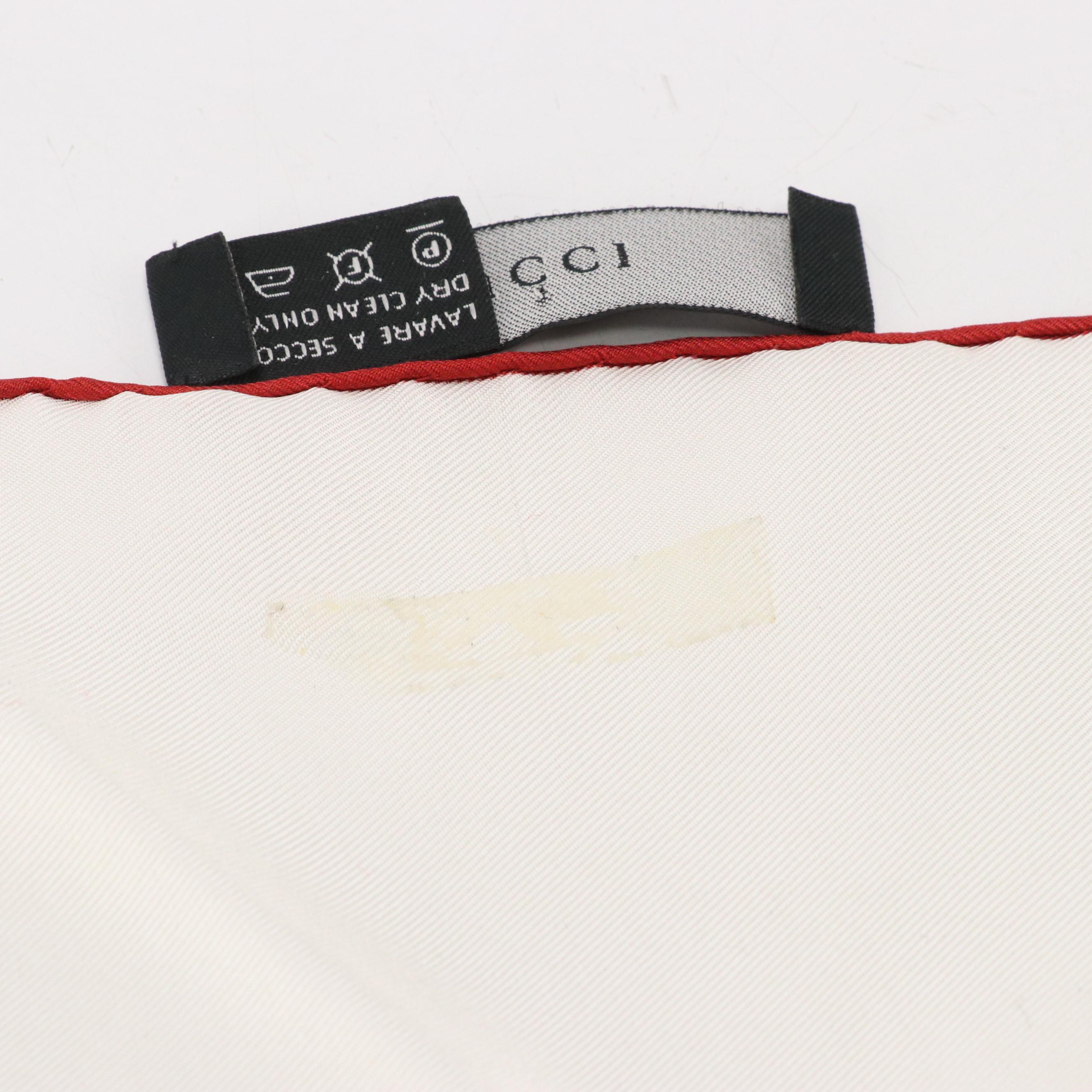Gucci White Silk Twill Handkerchief