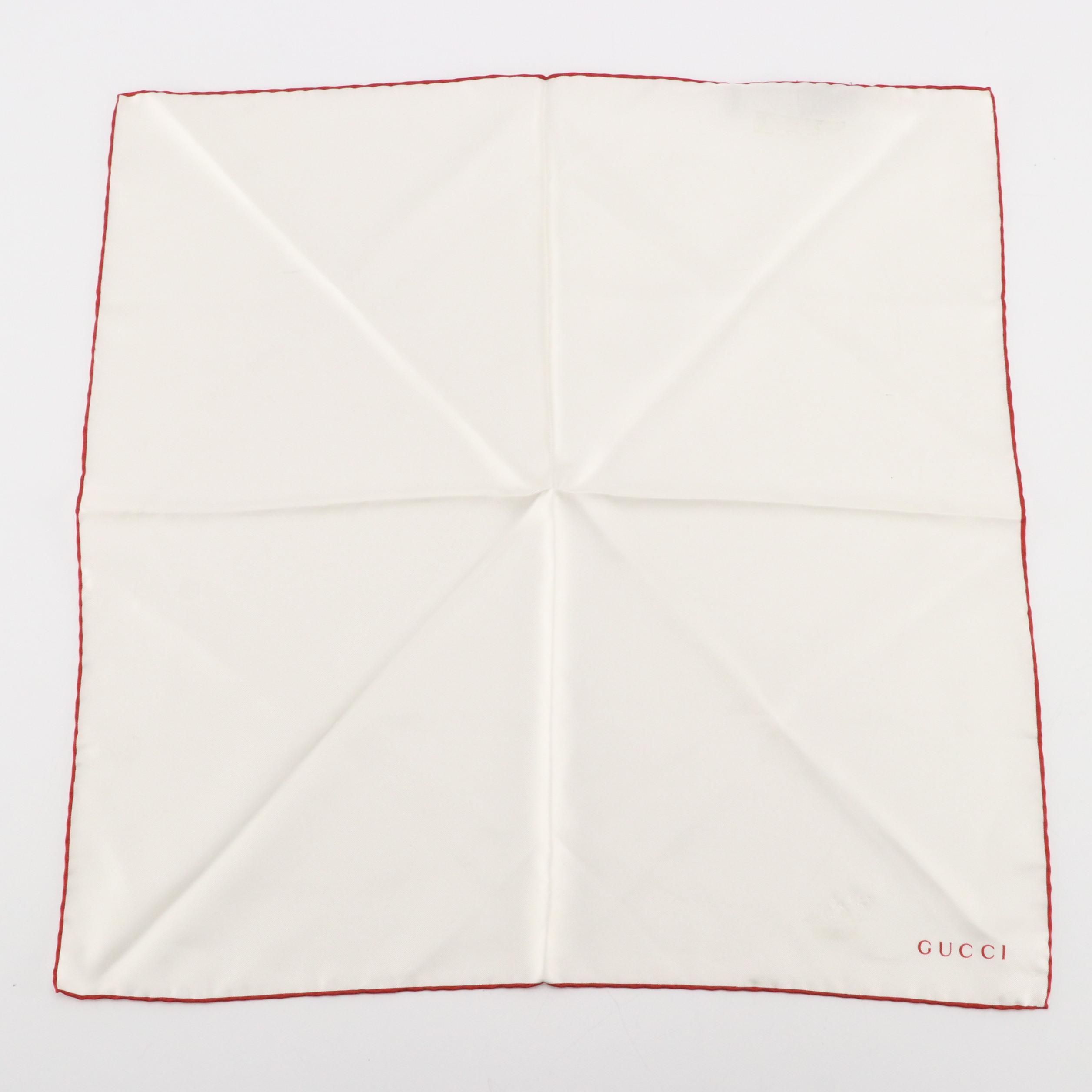 Gucci White Silk Twill Handkerchief